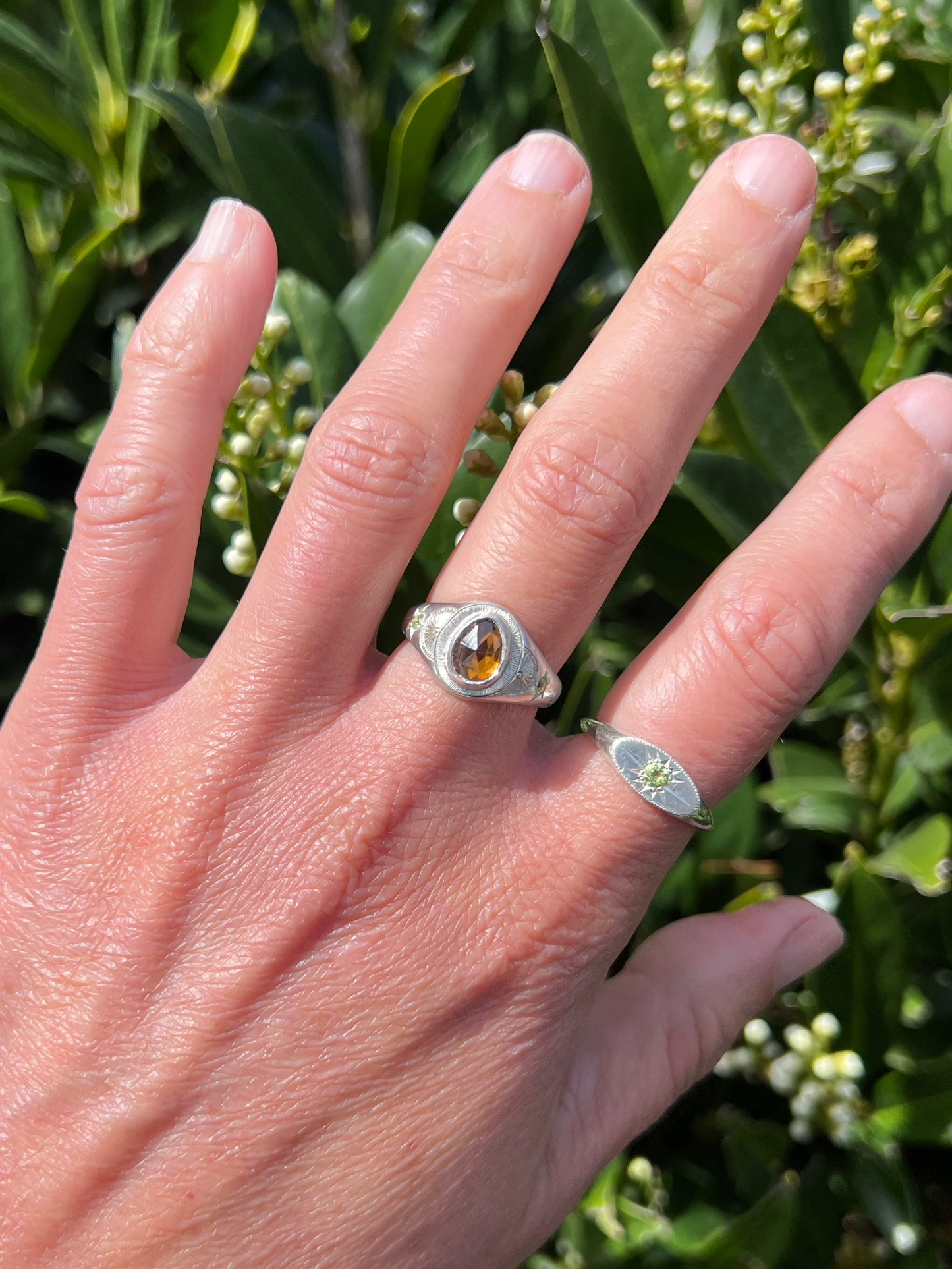 Zircon and Peridot Signet