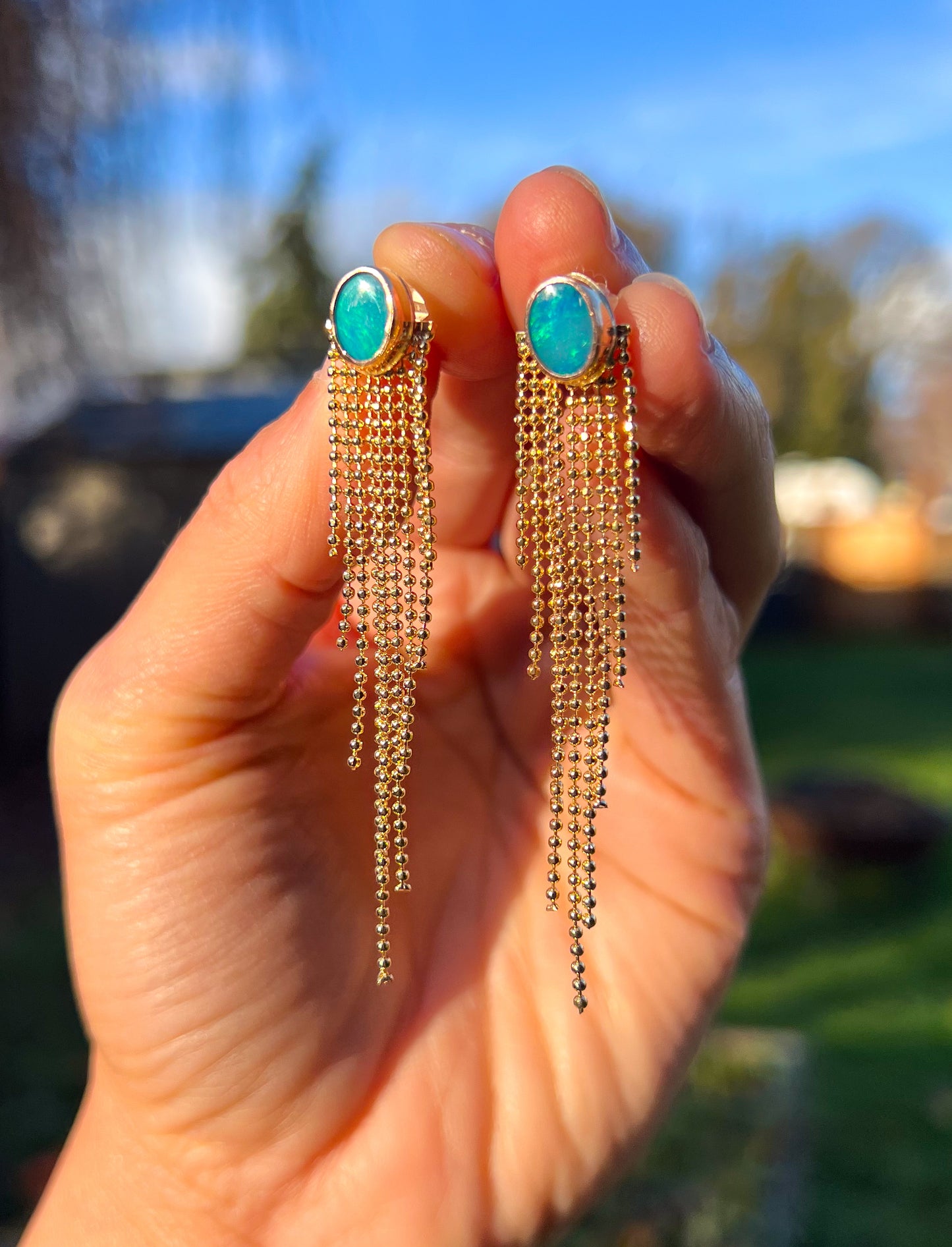 Opal Ear Jackets Gold Filled