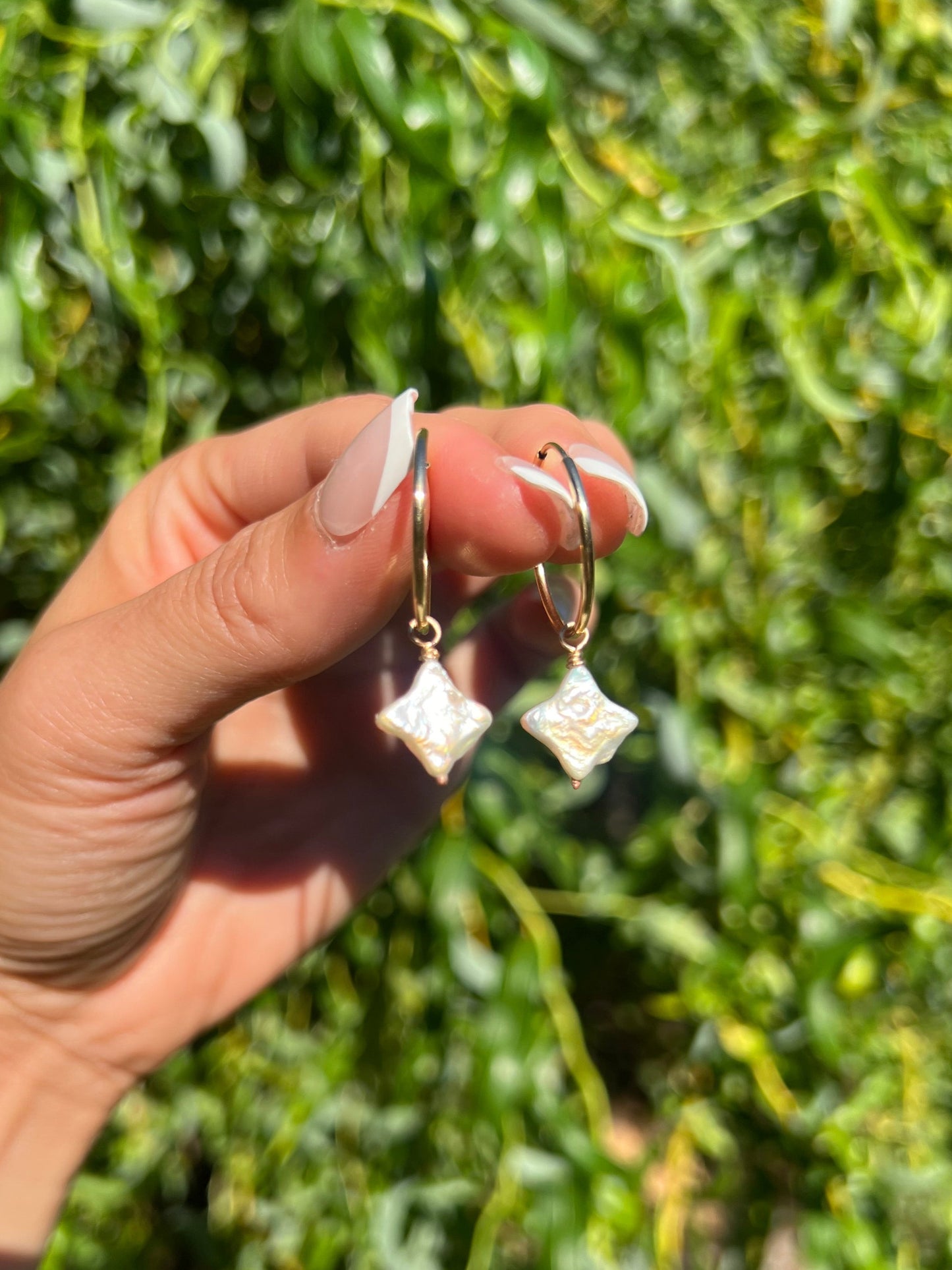 Star Pearl Hoops