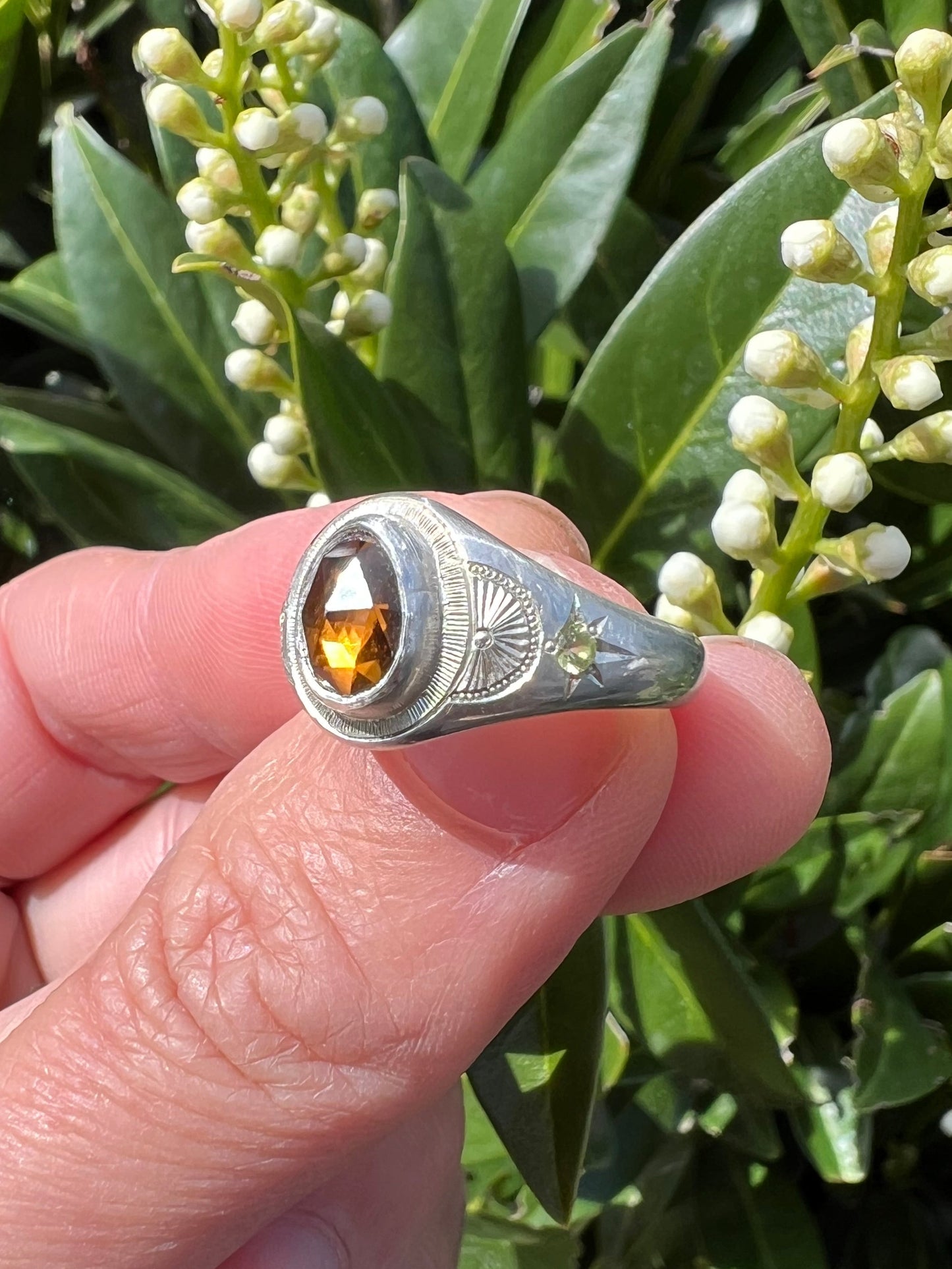 Zircon and Peridot Signet