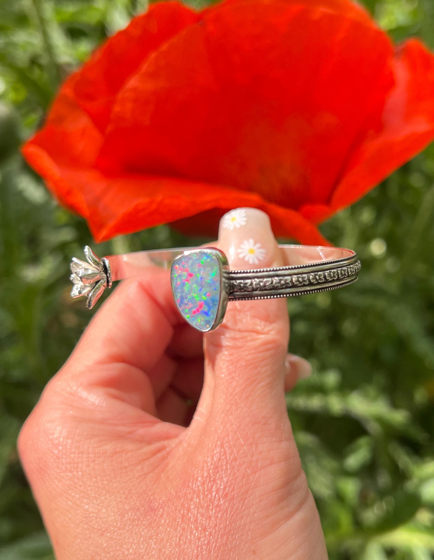 Succulent and Opal Open Cuff