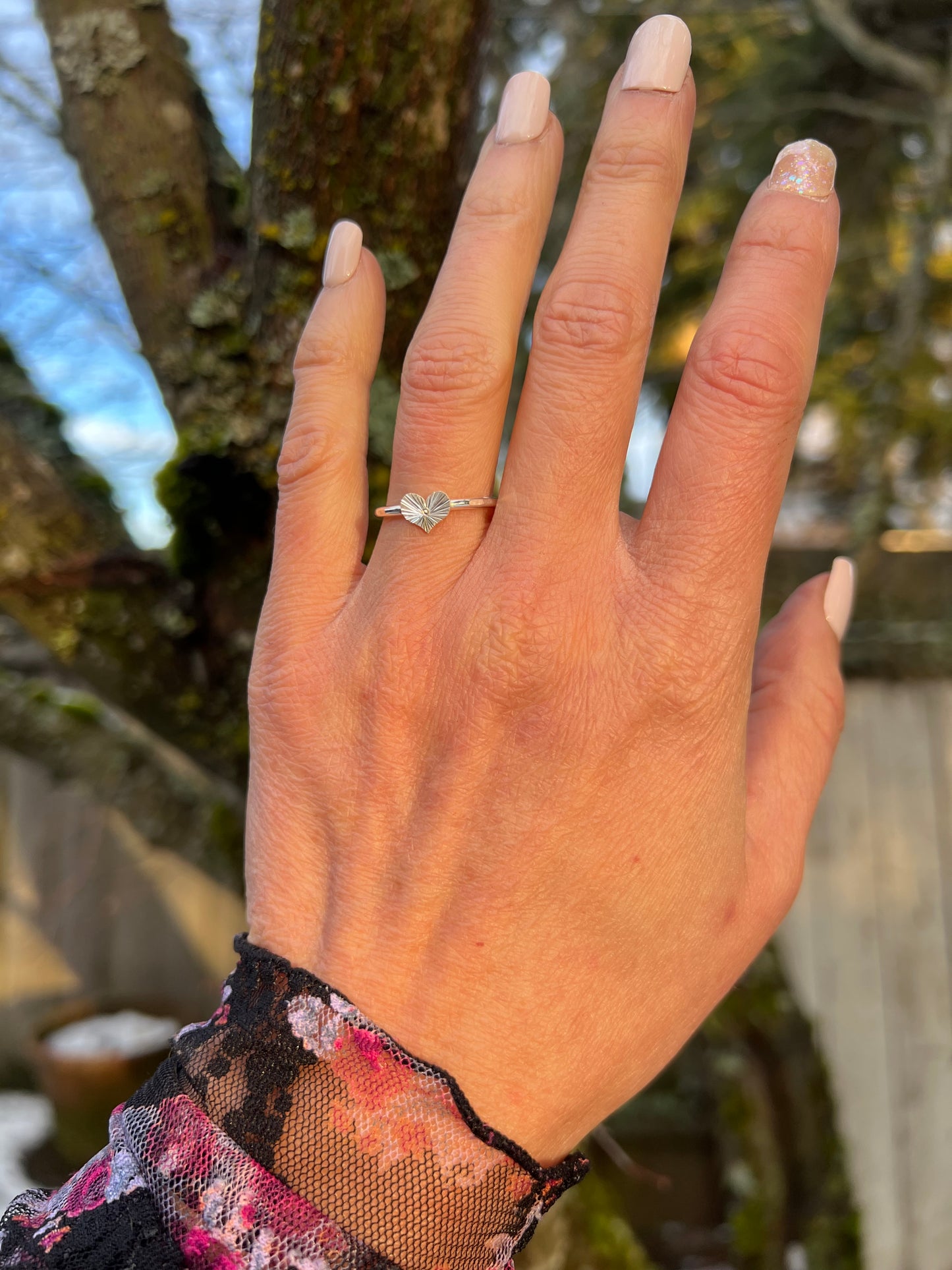 Heart Rays Stack Ring