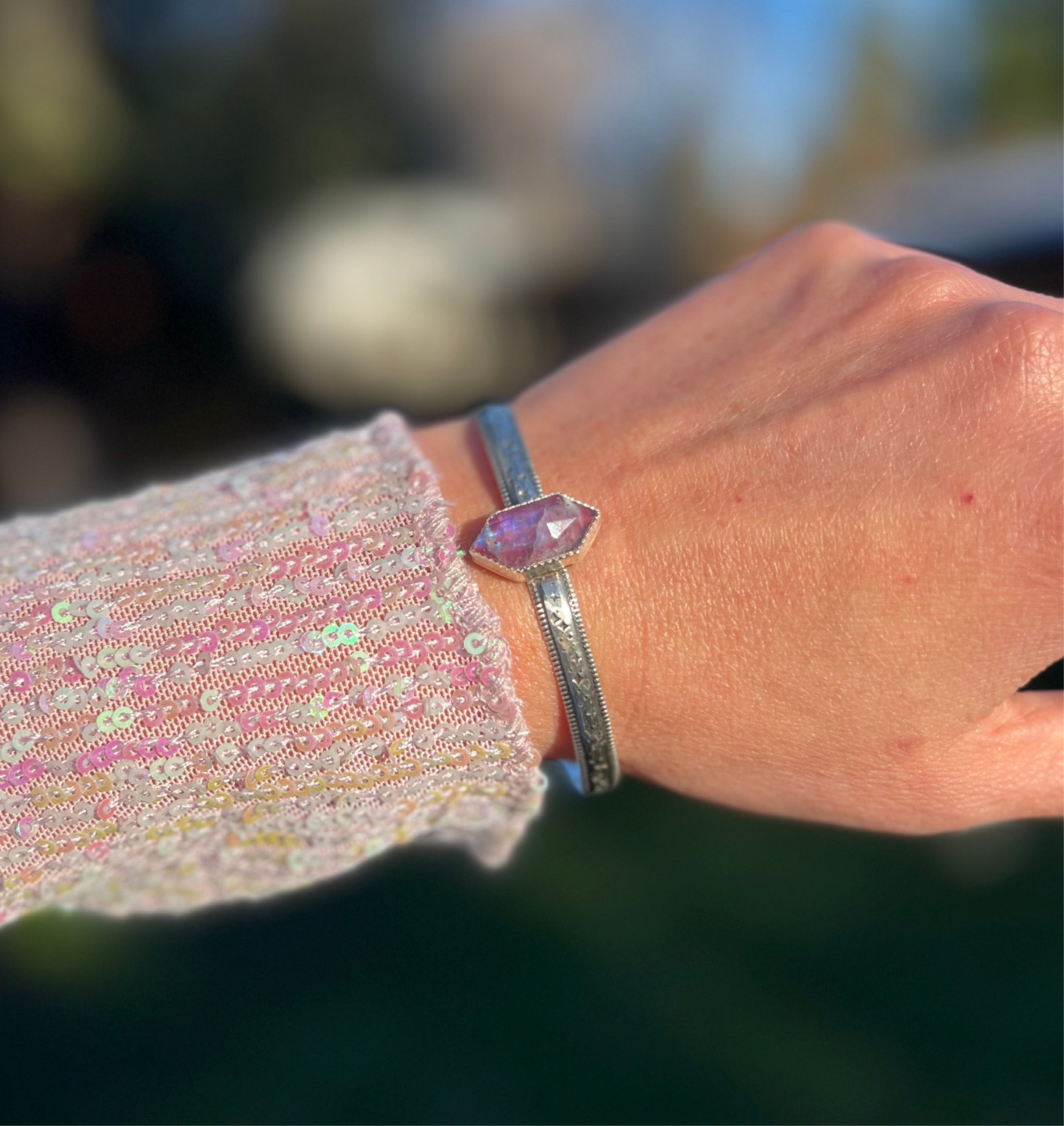 Moonstone and Red Jasper Cuff