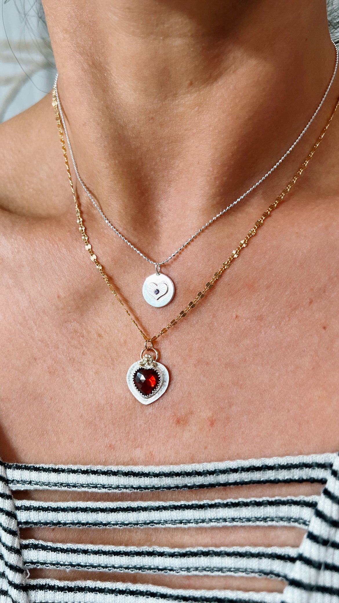 Garnet Heart Rays Pendant