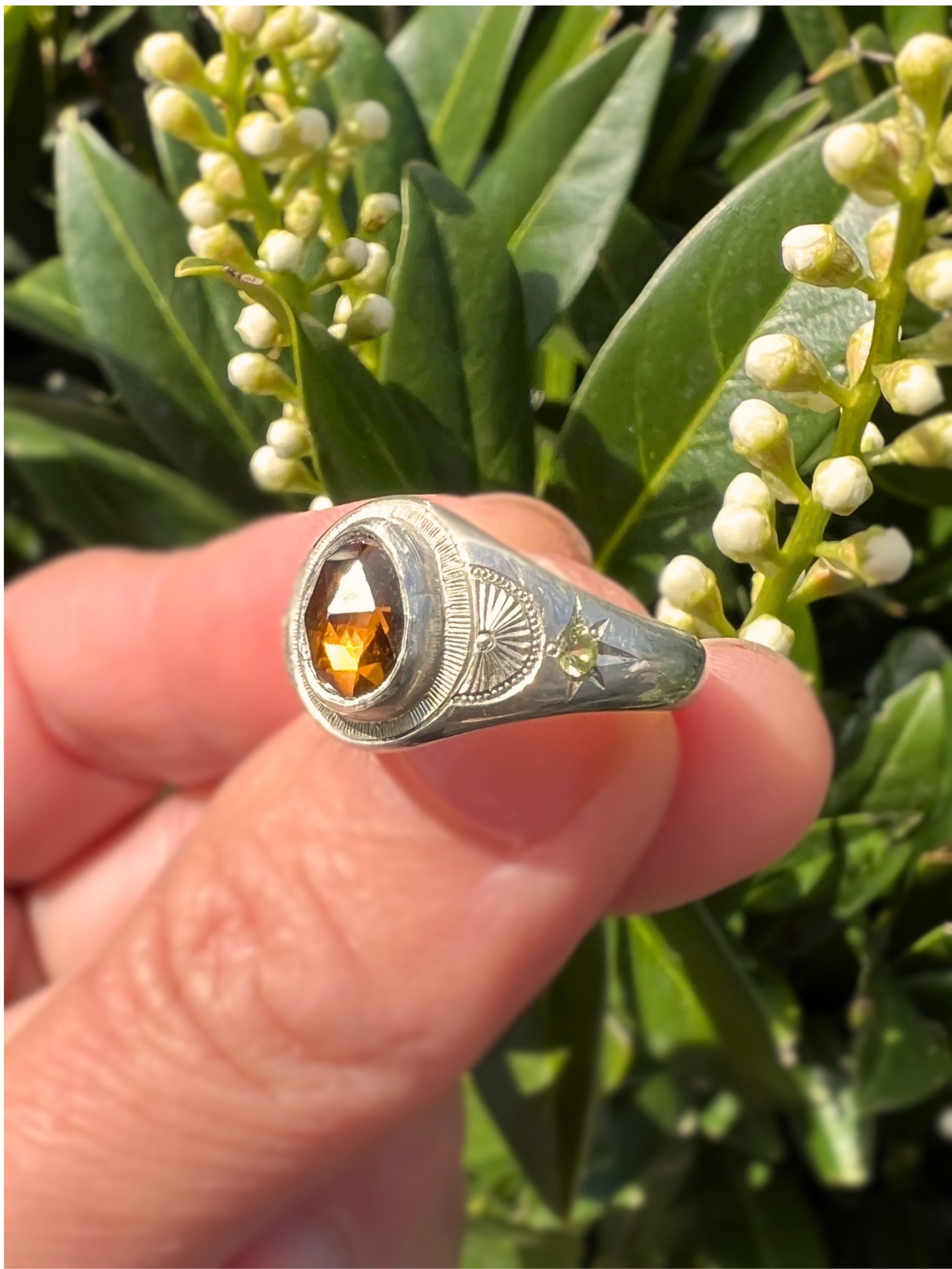Zircon and Peridot Signet