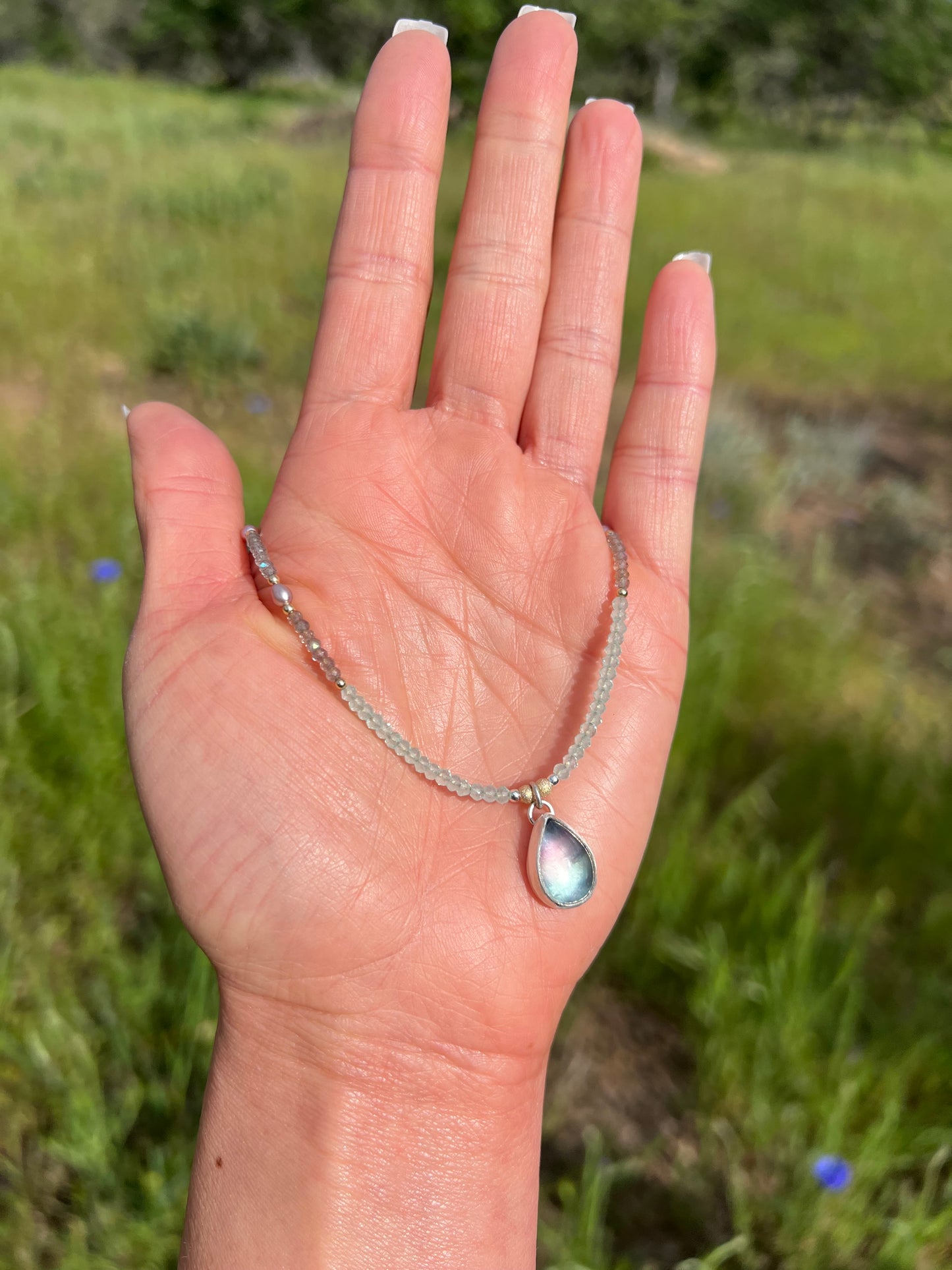 Lilac Pearl Fluorite Necklace