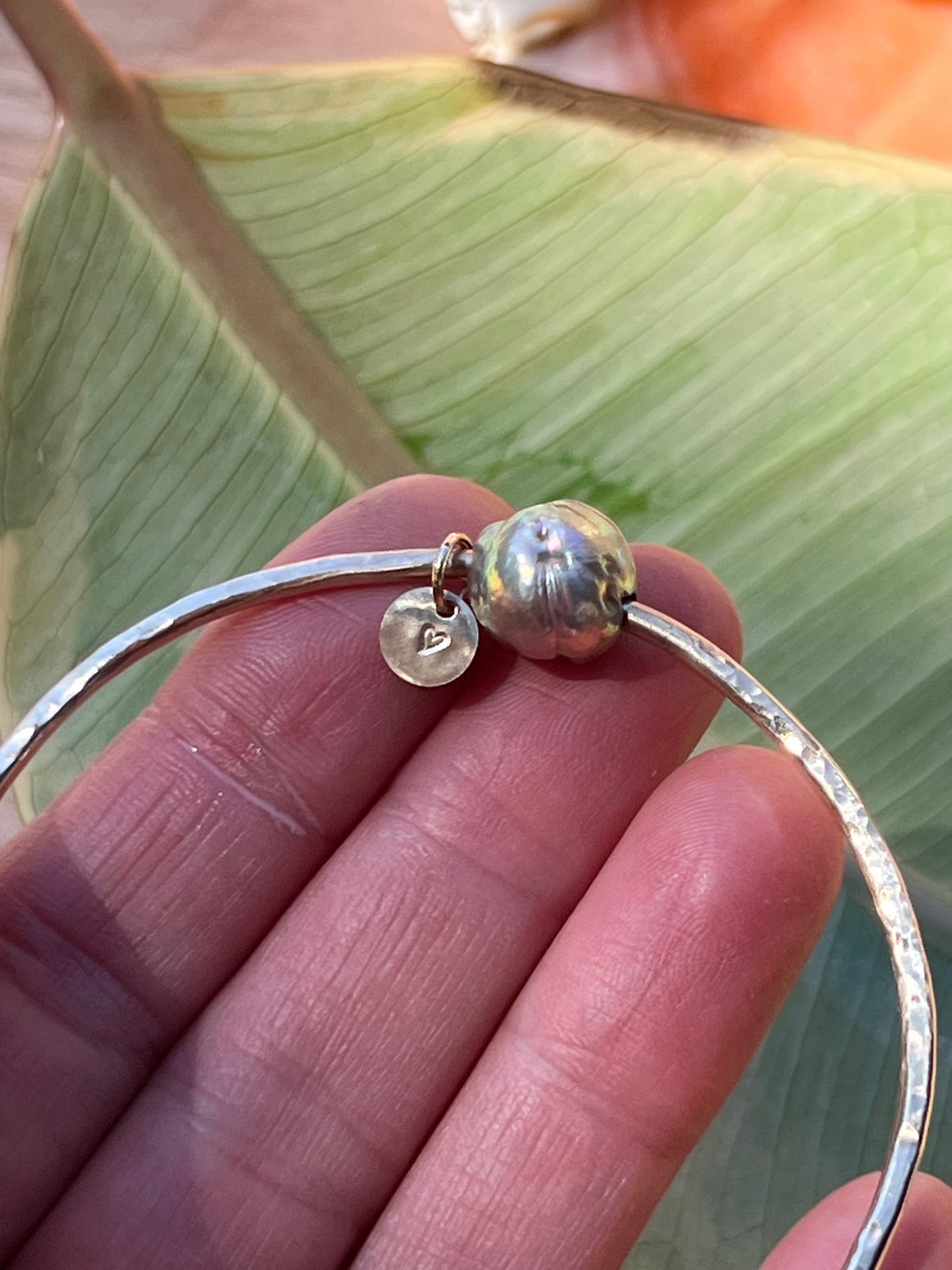 Mermaid Heart Pearl Bangle