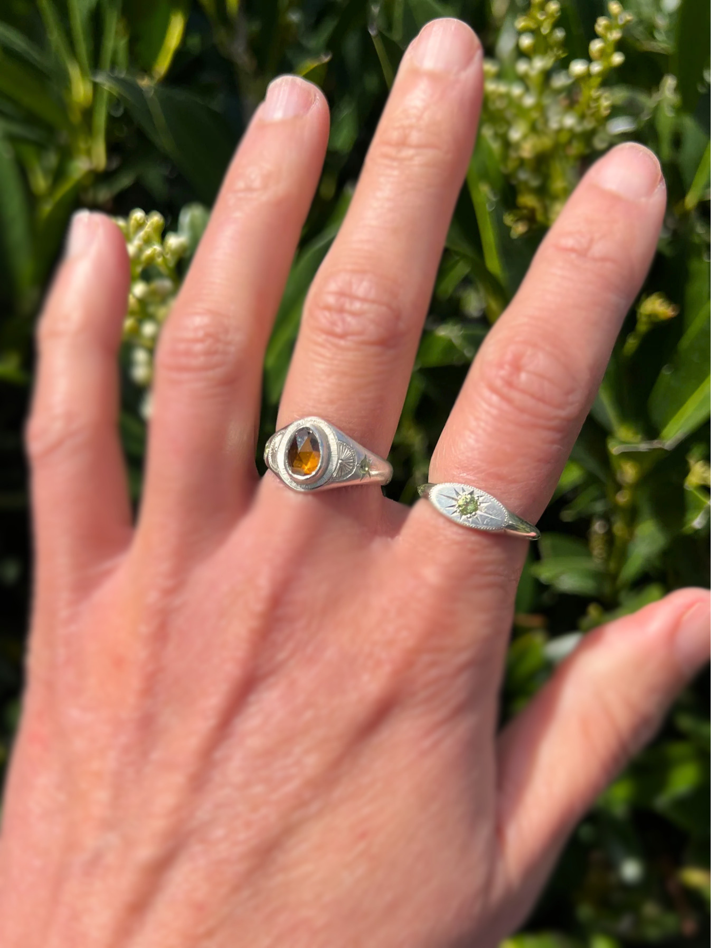 Zircon and Peridot Signet
