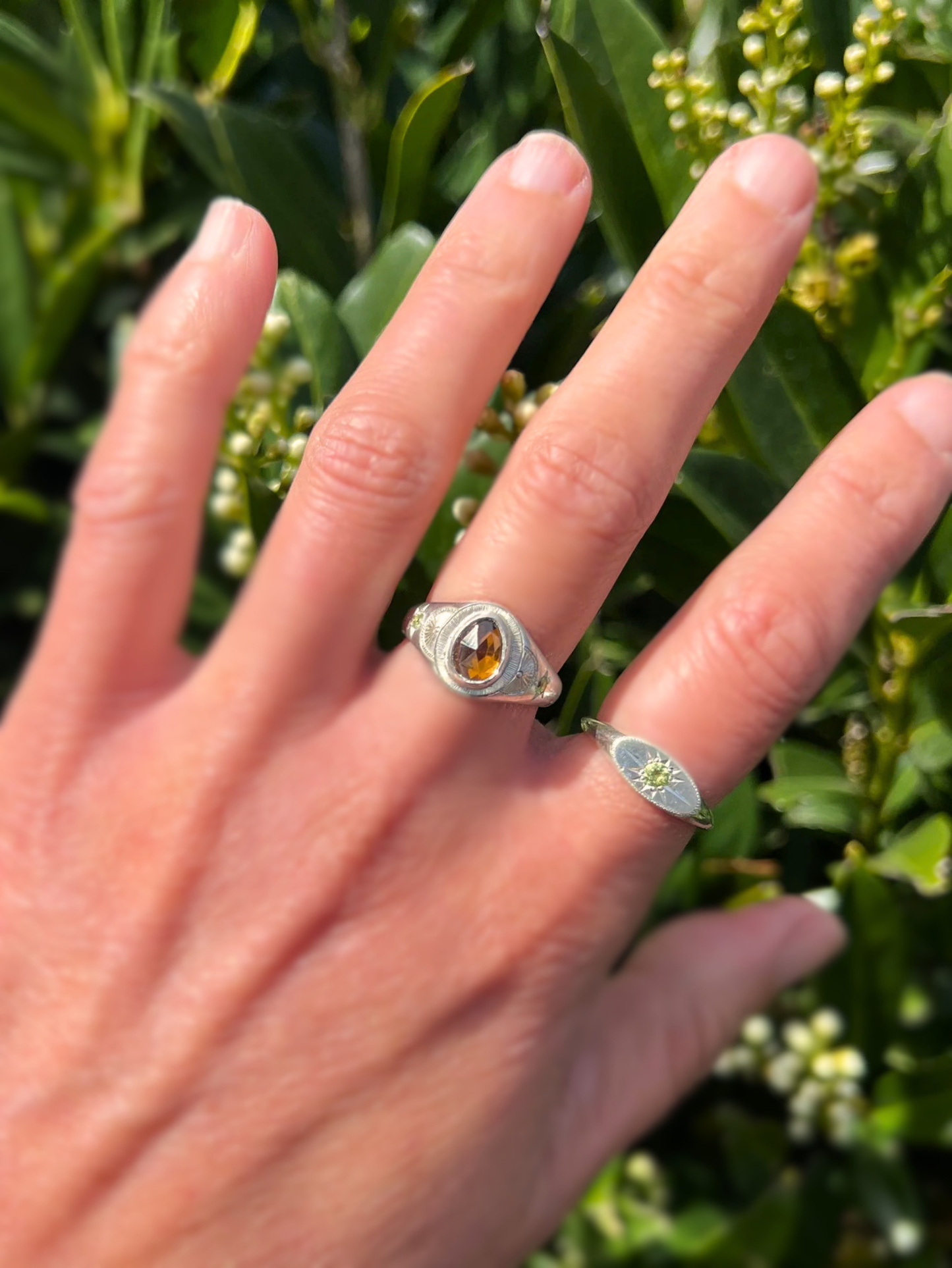 Zircon and Peridot Signet