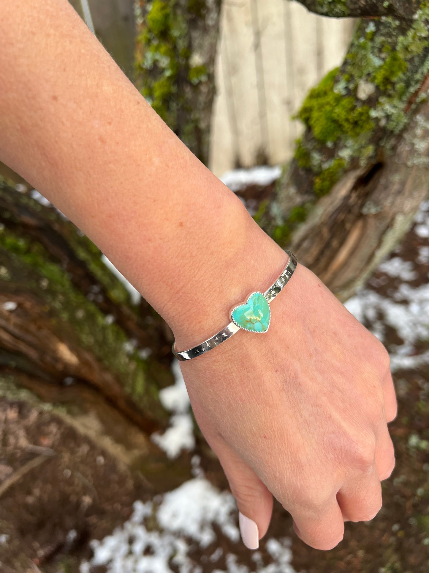 Turquoise Heart Cuff