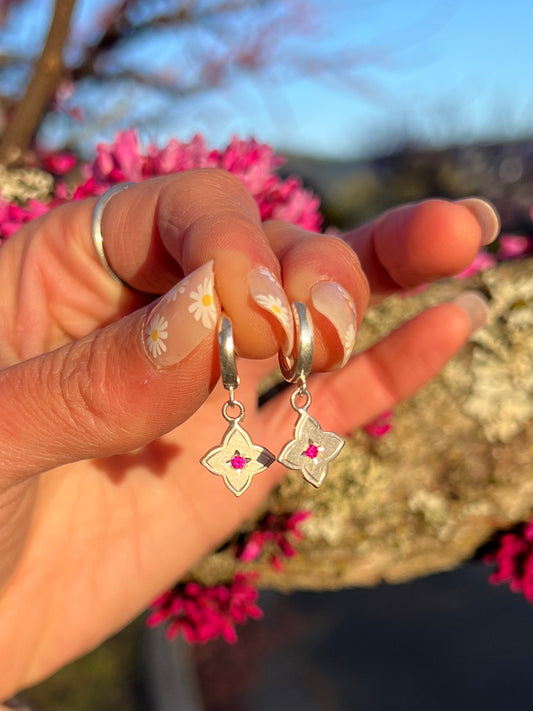 Ruby Fleur Huggie Earrings