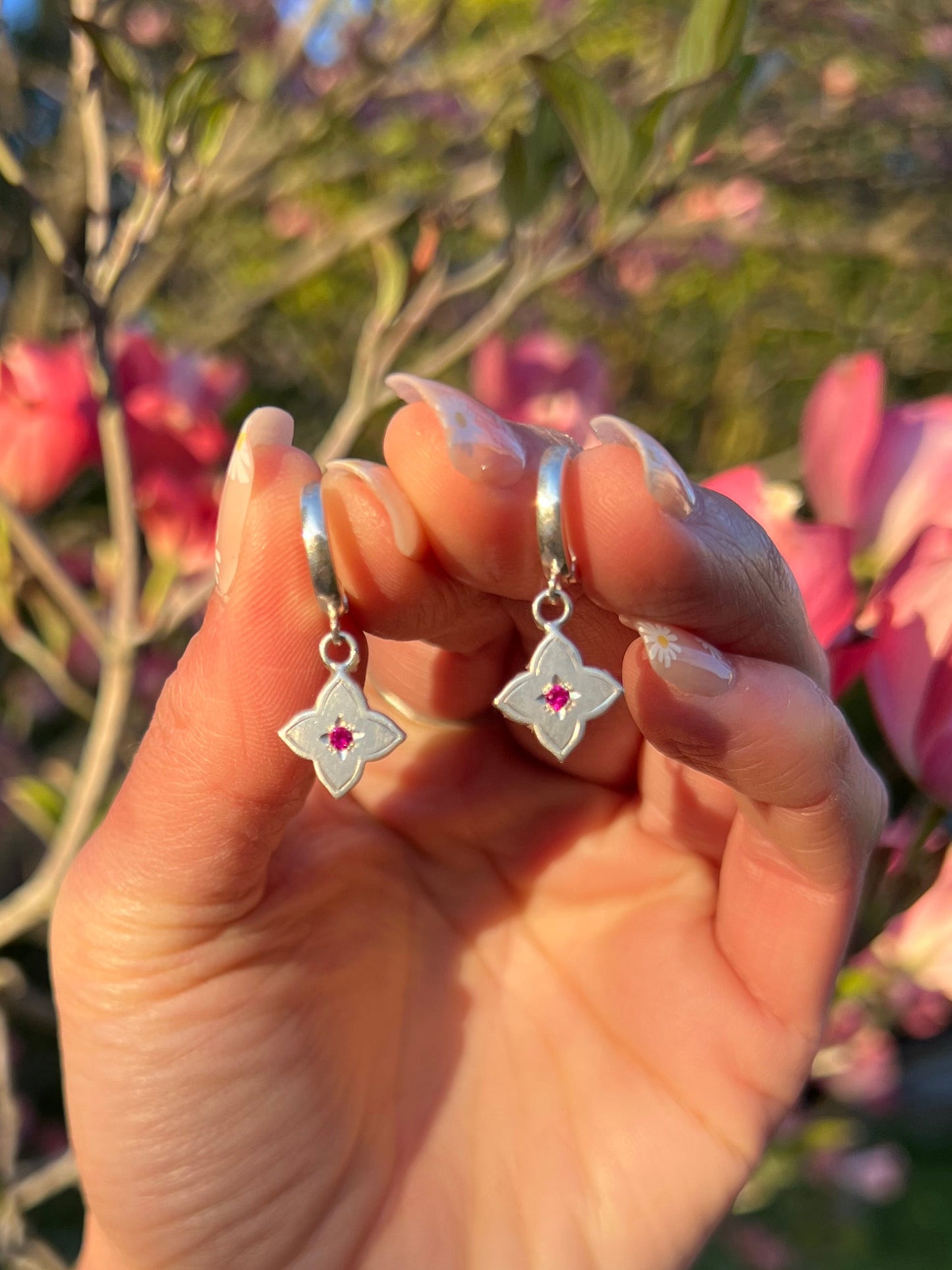 Ruby Fleur Huggie Earrings
