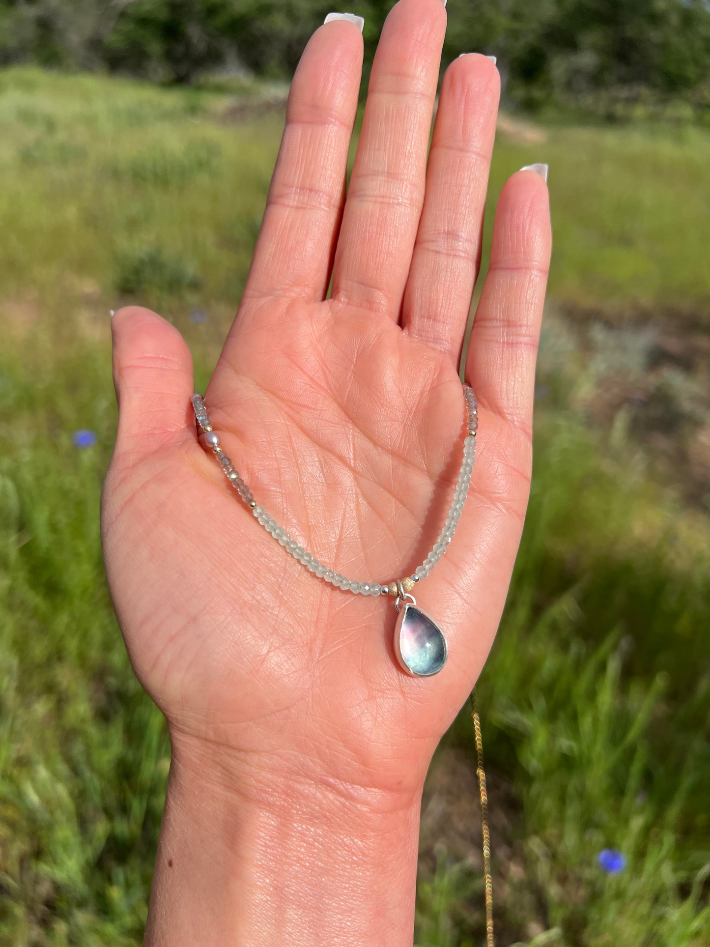 Lilac Pearl Fluorite Necklace