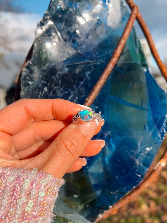 Mini Opal and Blossoms Ring