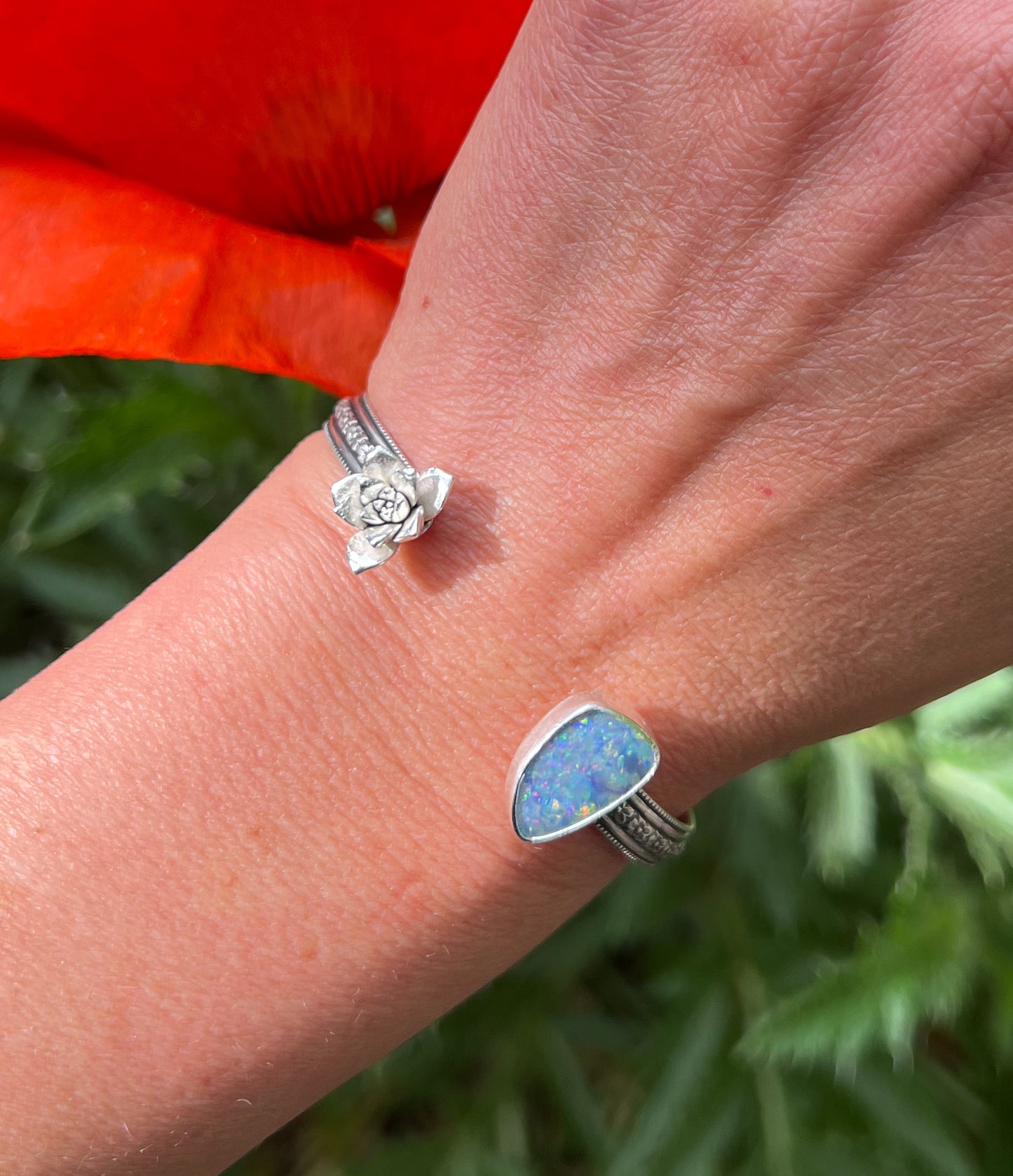 Succulent and Opal Open Cuff
