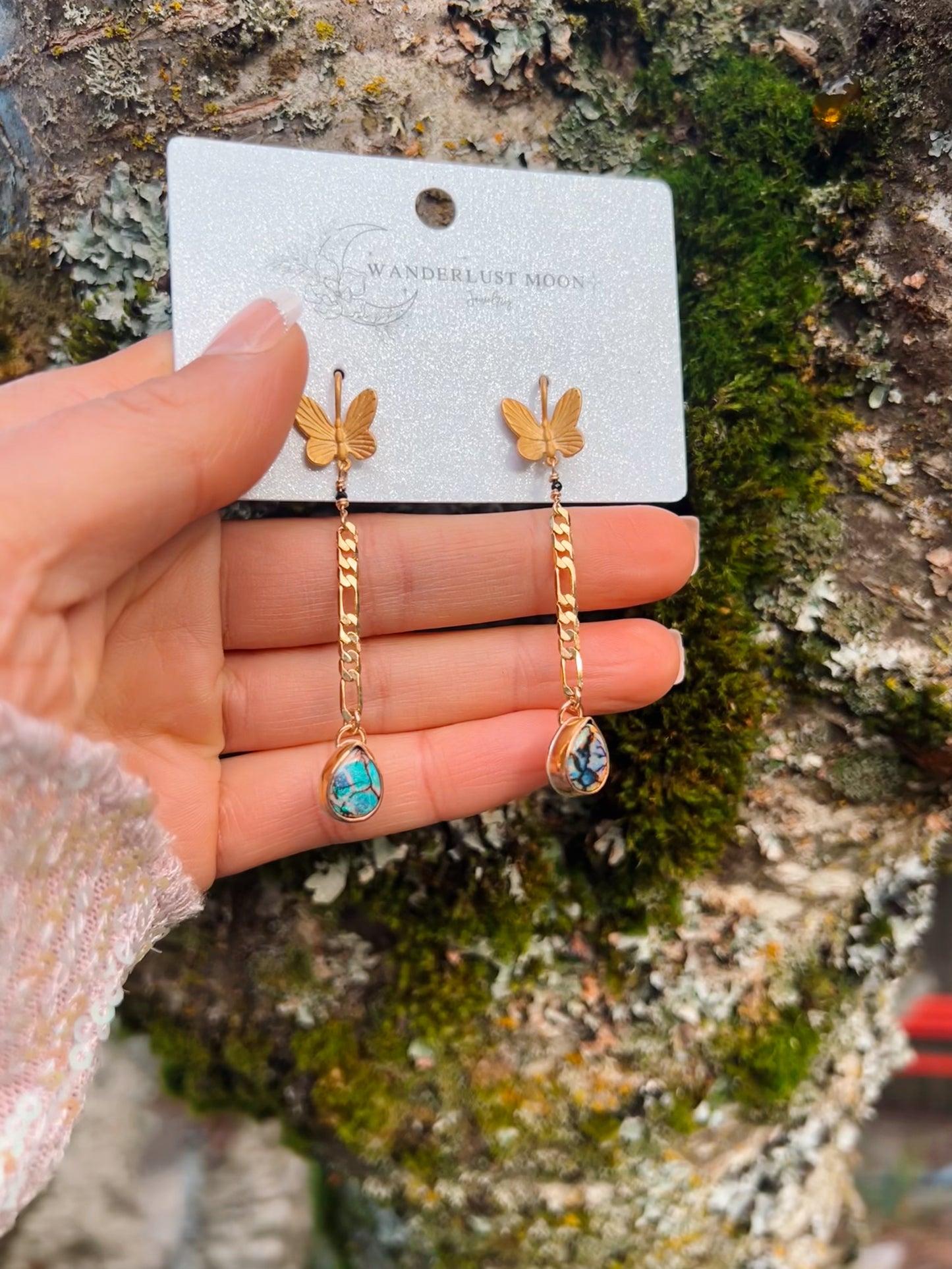 Monarch Opal Butterfly Drop Earrings