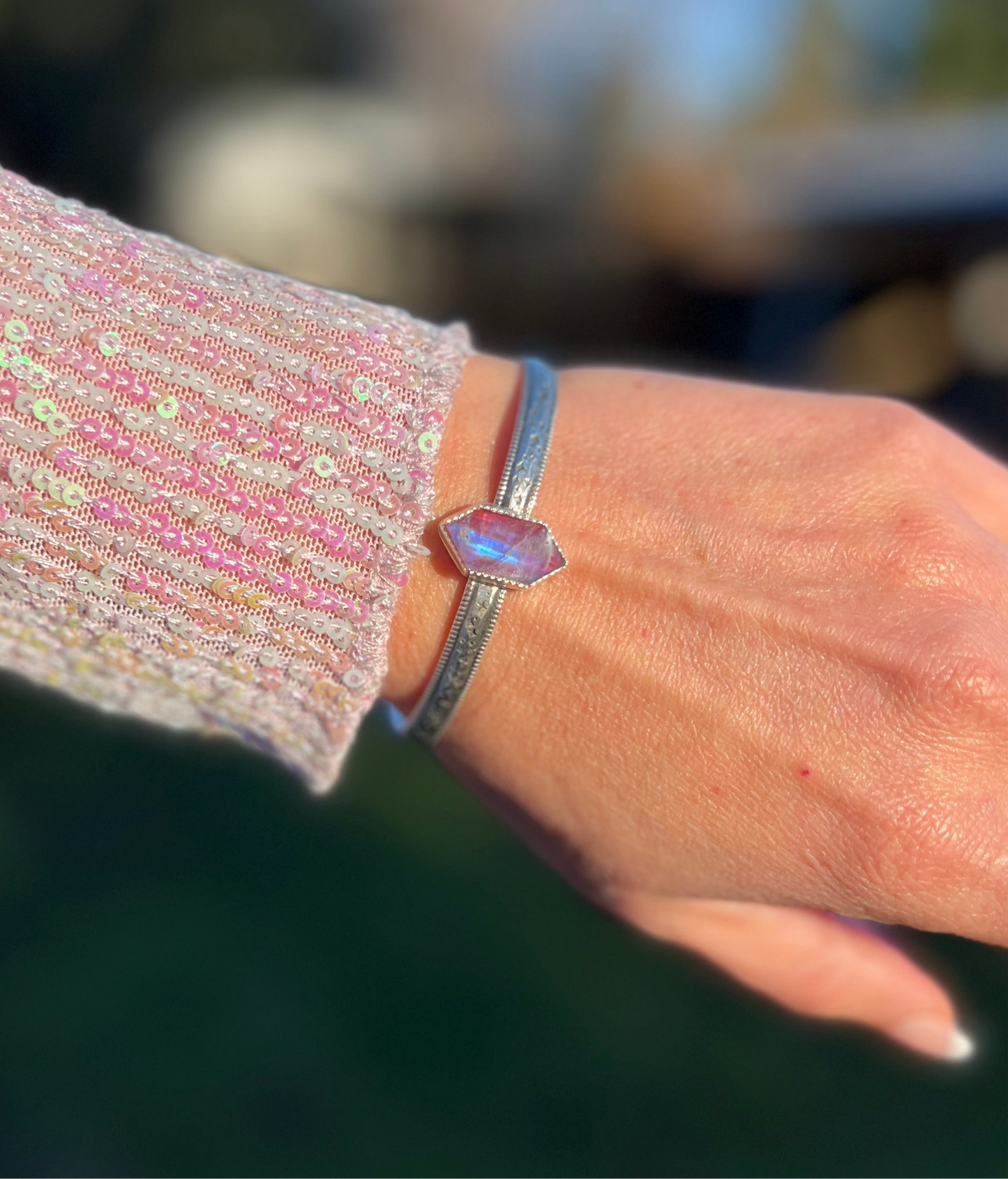 Moonstone and Red Jasper Cuff