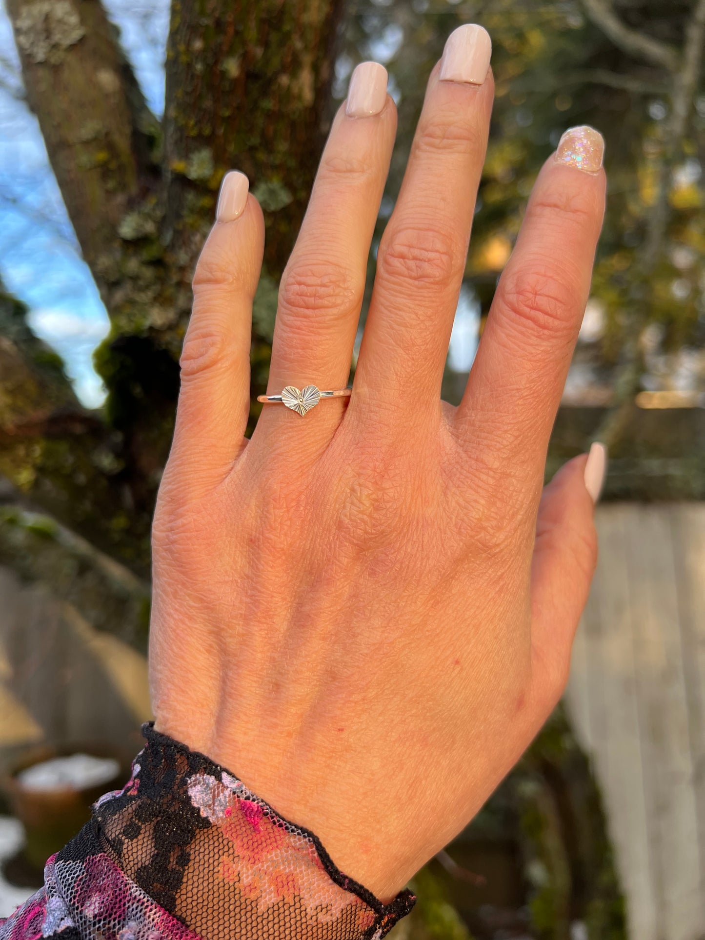 Heart Rays Stack Ring