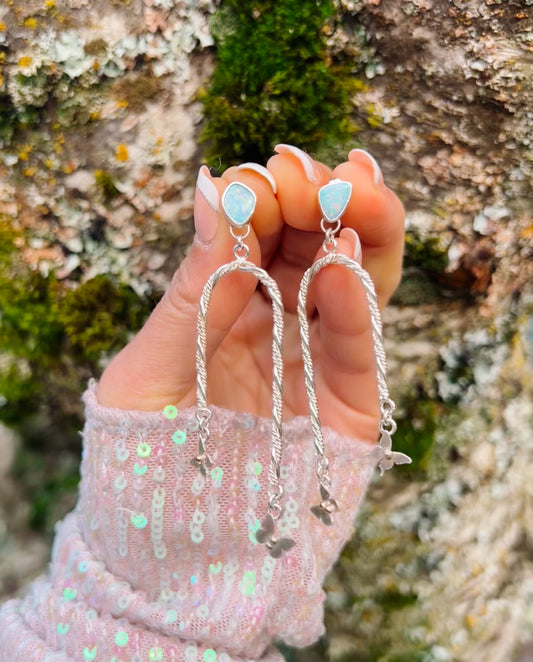 Opal Butterfly Arch Earrings