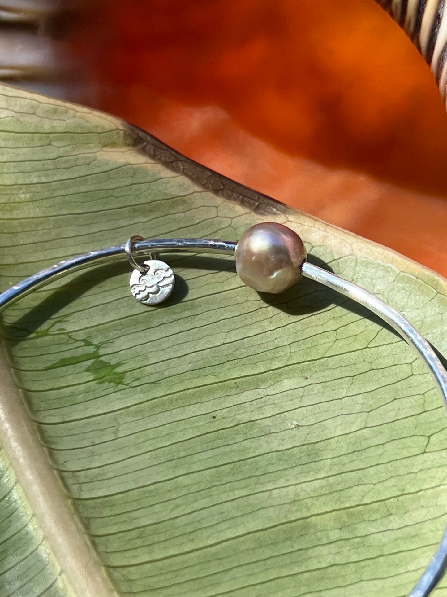 Mermaid Heart Pearl Bangle