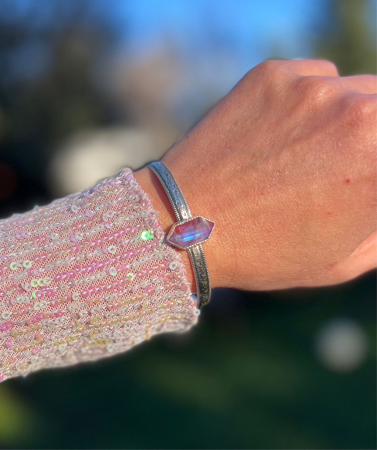 Moonstone and Red Jasper Cuff