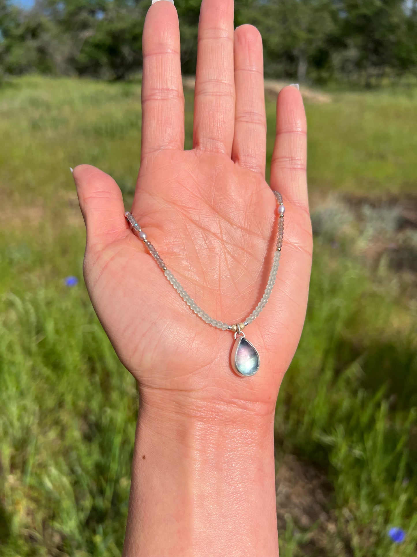 Lilac Pearl Fluorite Necklace