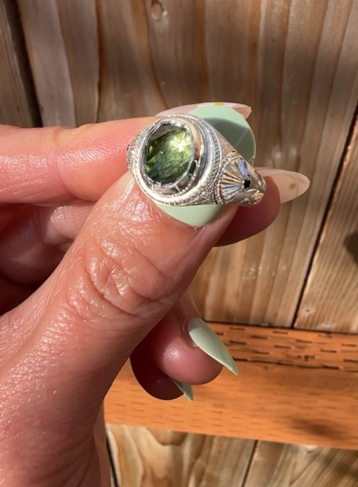 Peridot Ludwigite Scandi Signet