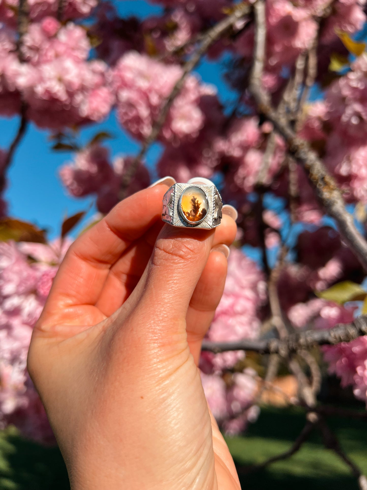 Dendritic Agate Butterfly Signet