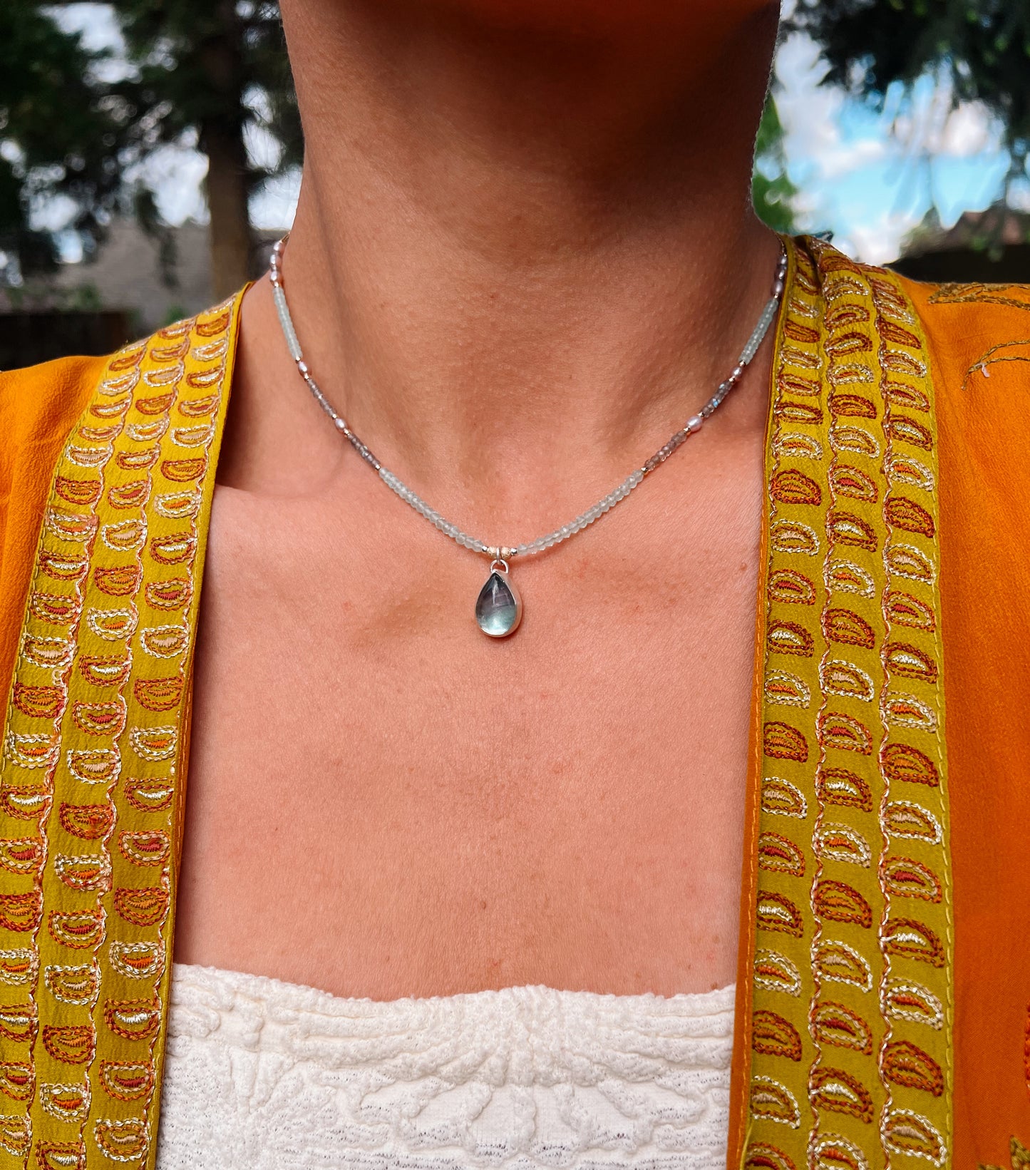 Lilac Pearl Fluorite Necklace