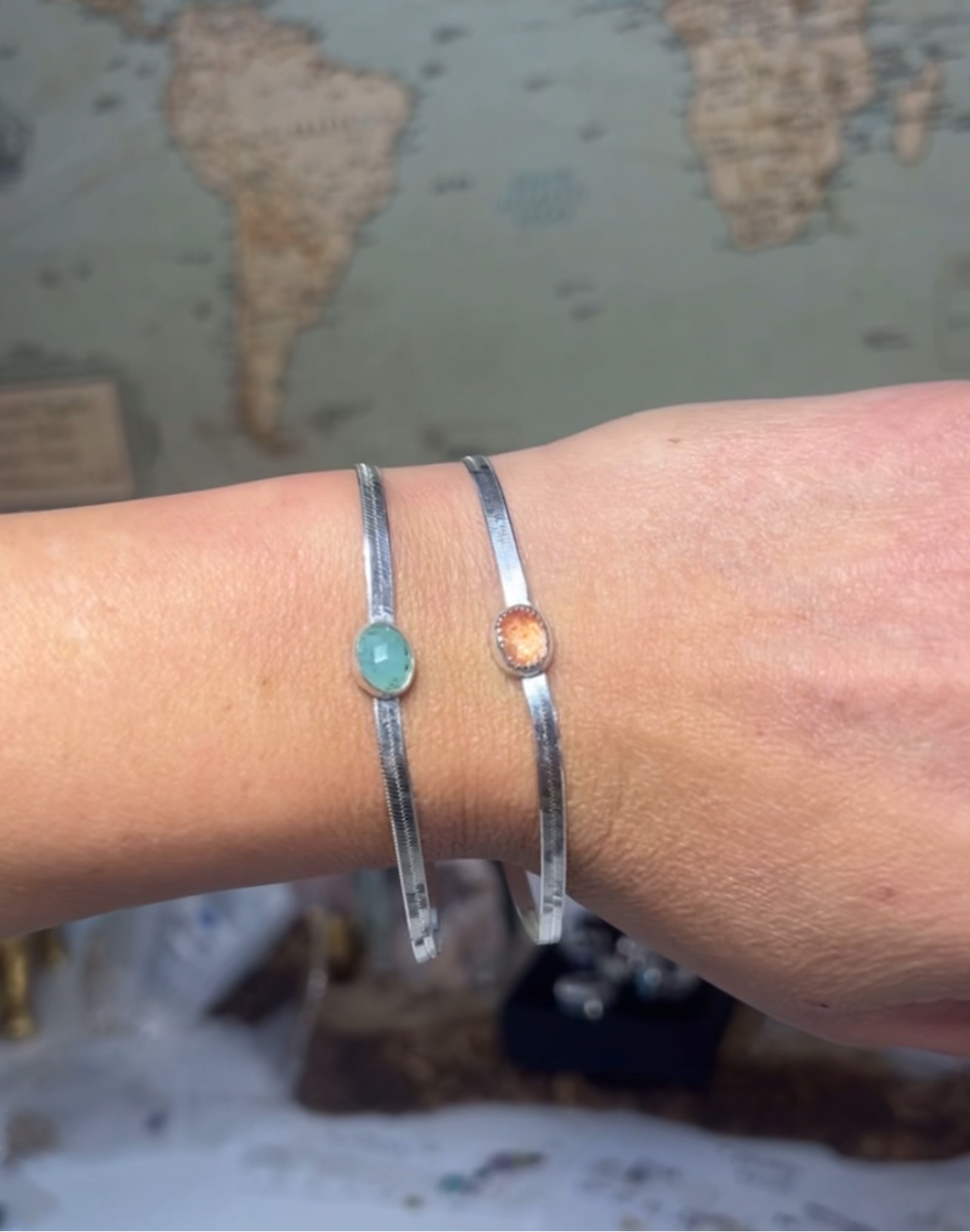 Peruvian Blue Opal Herringbone Bracelet