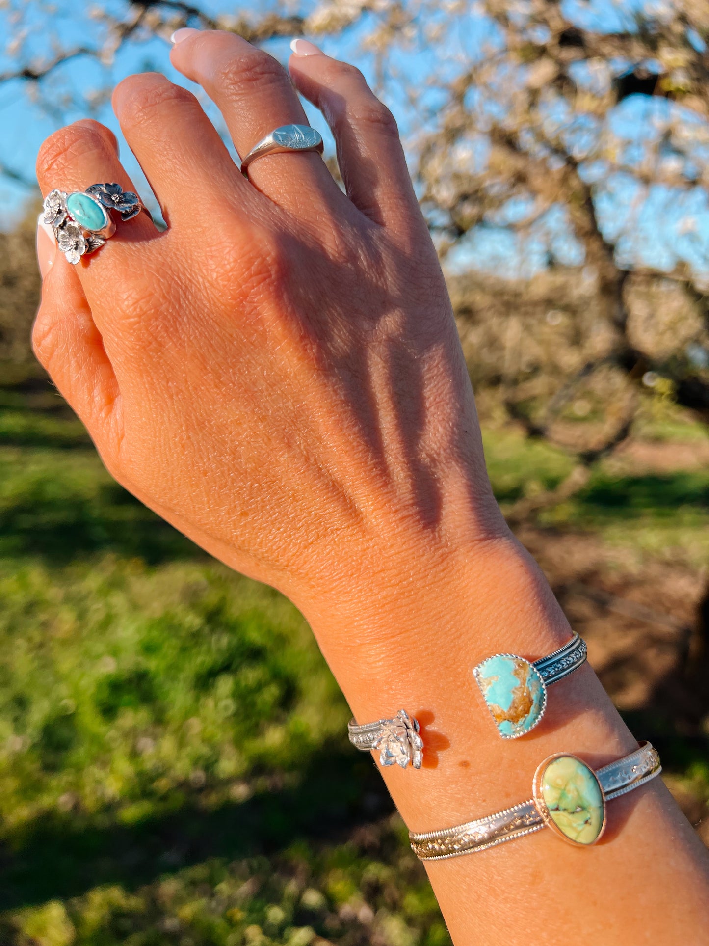 Turquoise & Succulent Open Cuff