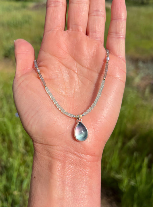 Lilac Pearl Fluorite Necklace