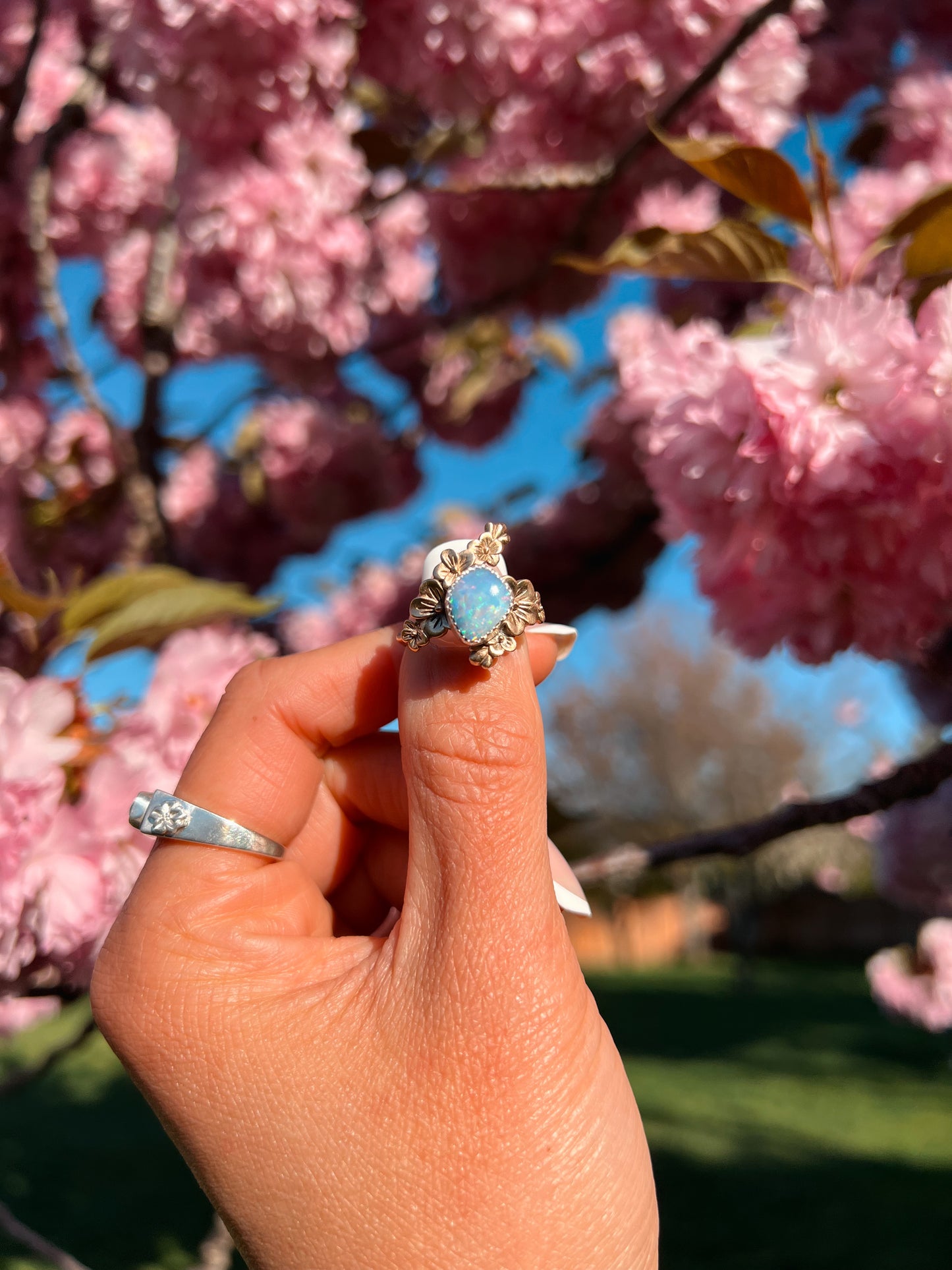 Opal Cherry Blossoms Ring