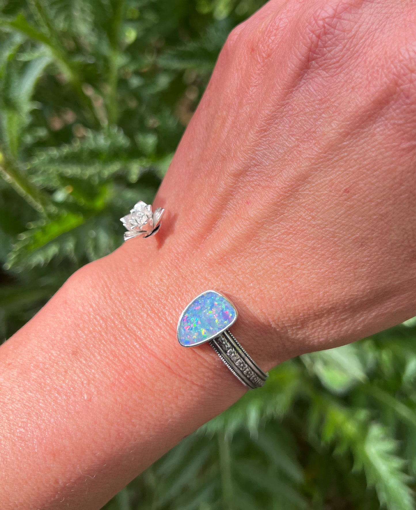 Succulent and Opal Open Cuff