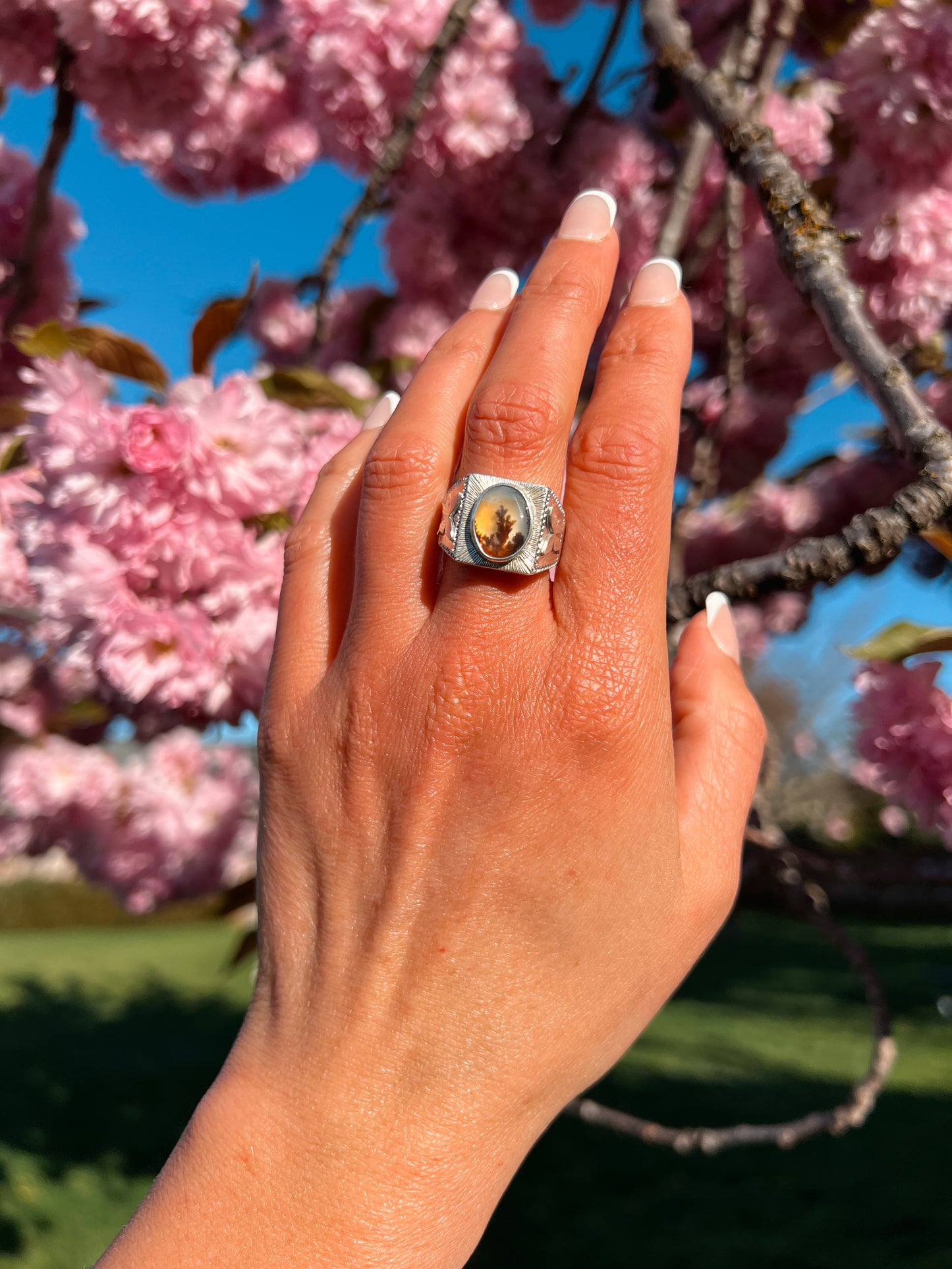 Dendritic Agate Butterfly Signet