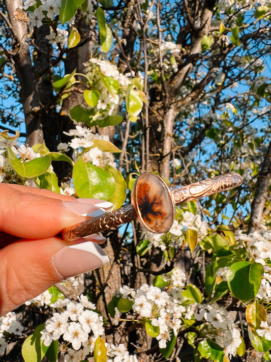 Dendritic Agate Floral Cuff