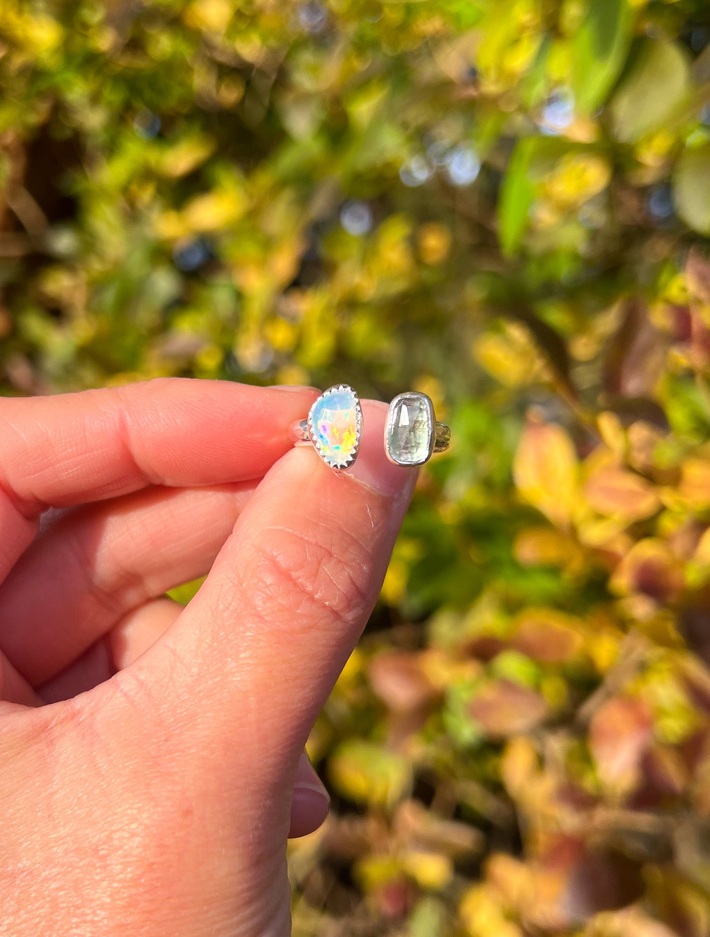 Ethiopian Opal and Tourmaline Ring
