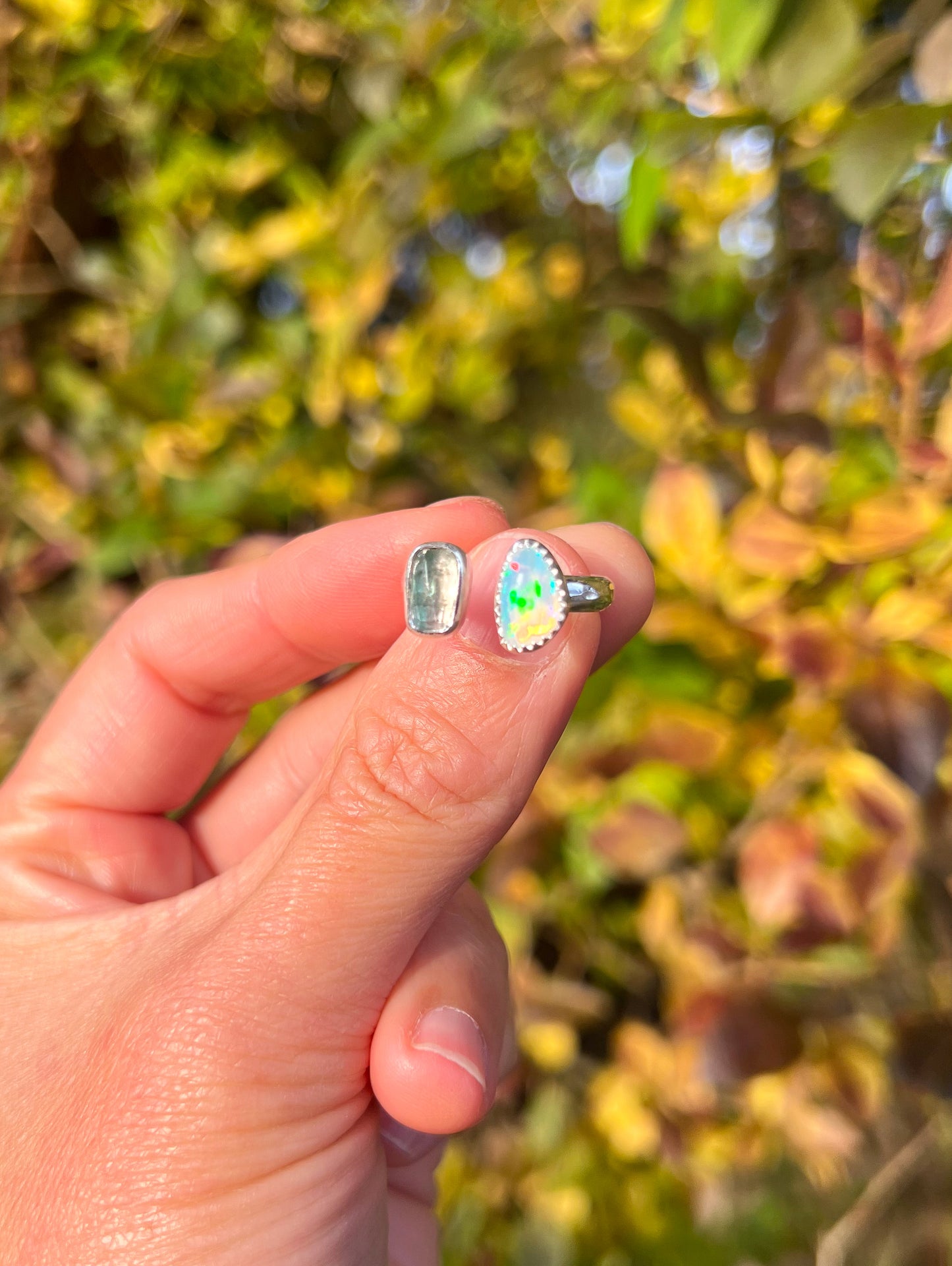 Ethiopian Opal and Tourmaline Ring