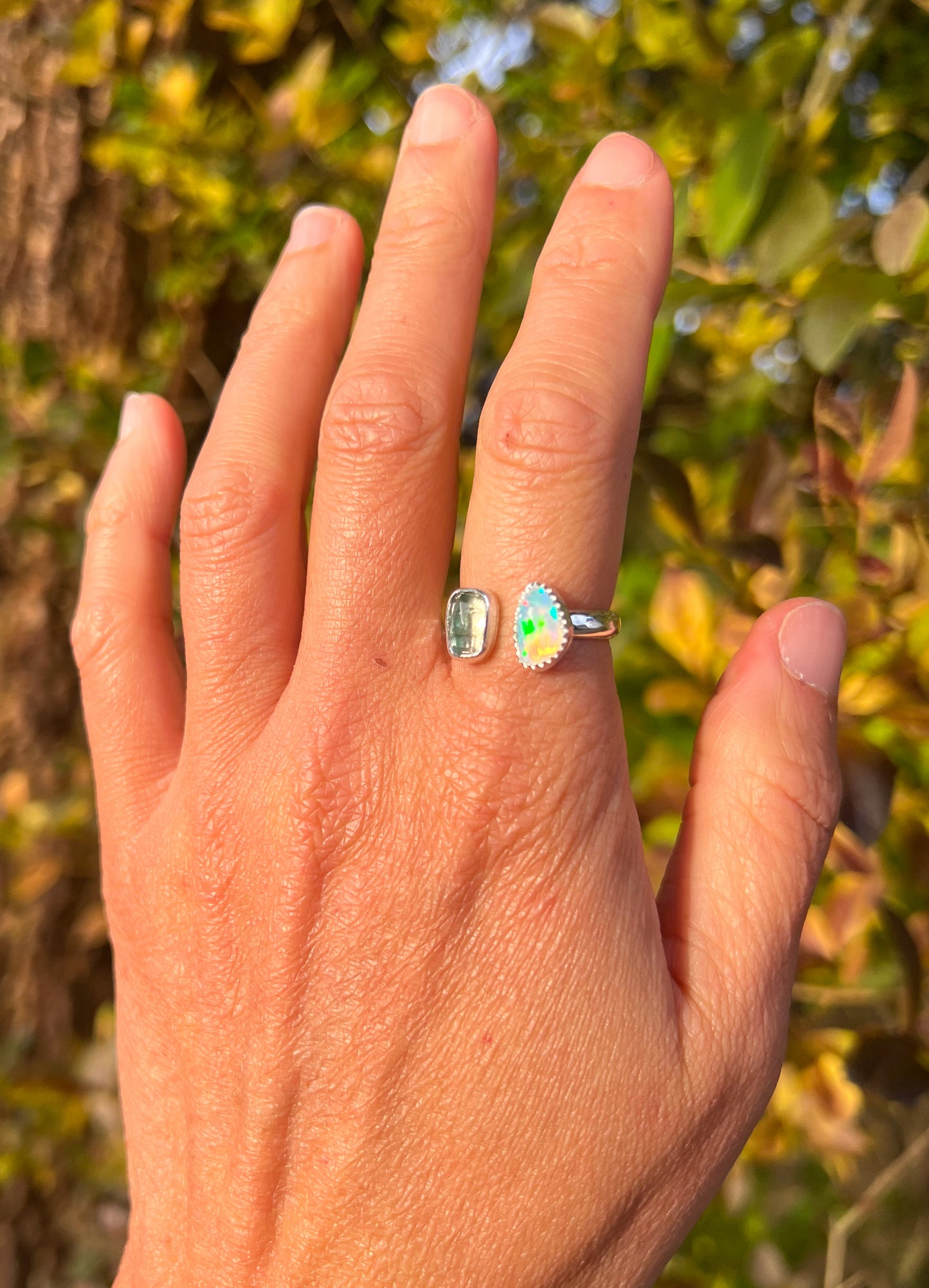 Ethiopian Opal and Tourmaline Ring