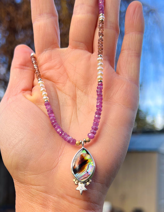 Montana Agate Abalone Pendant