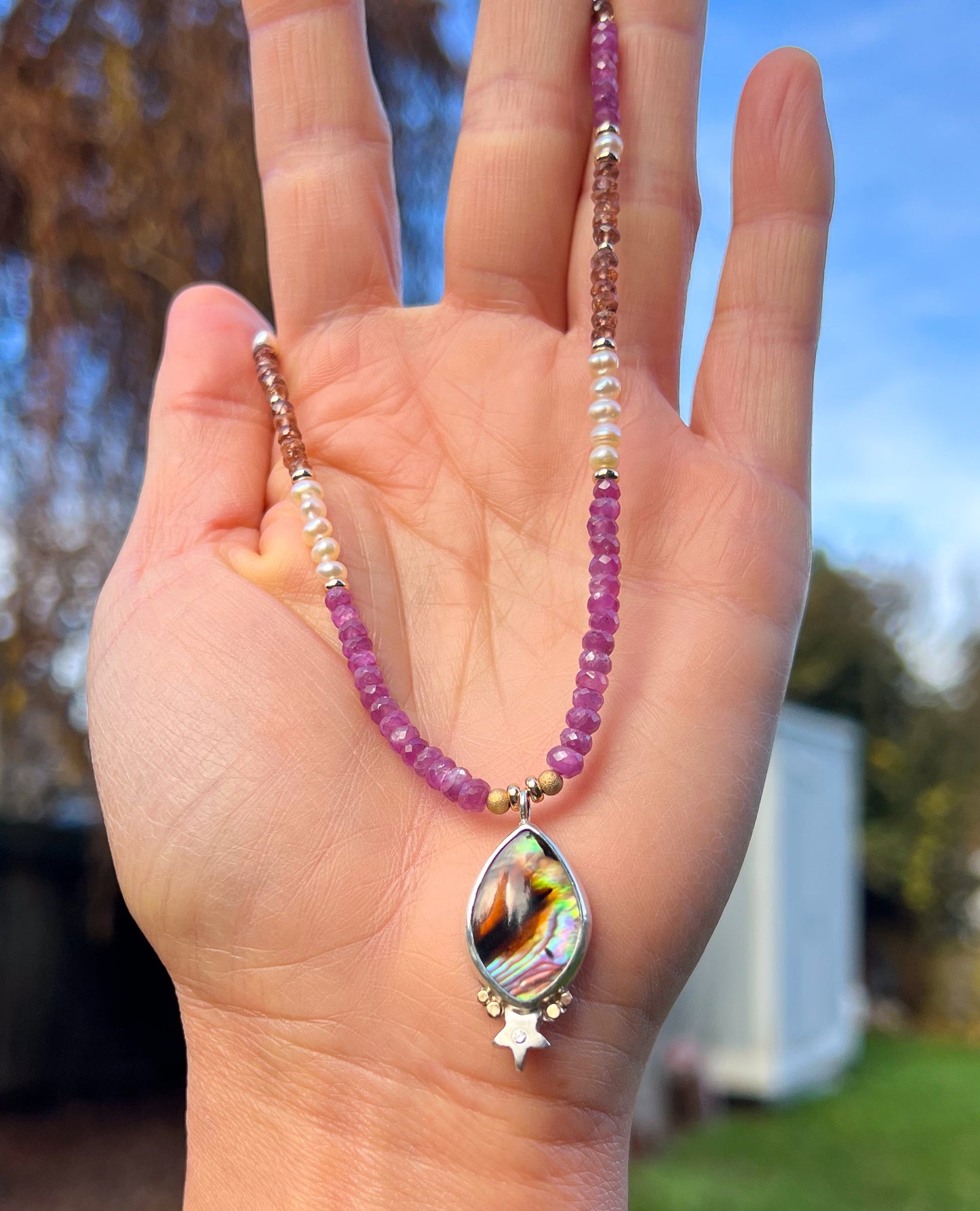 Montana Agate Abalone Pendant