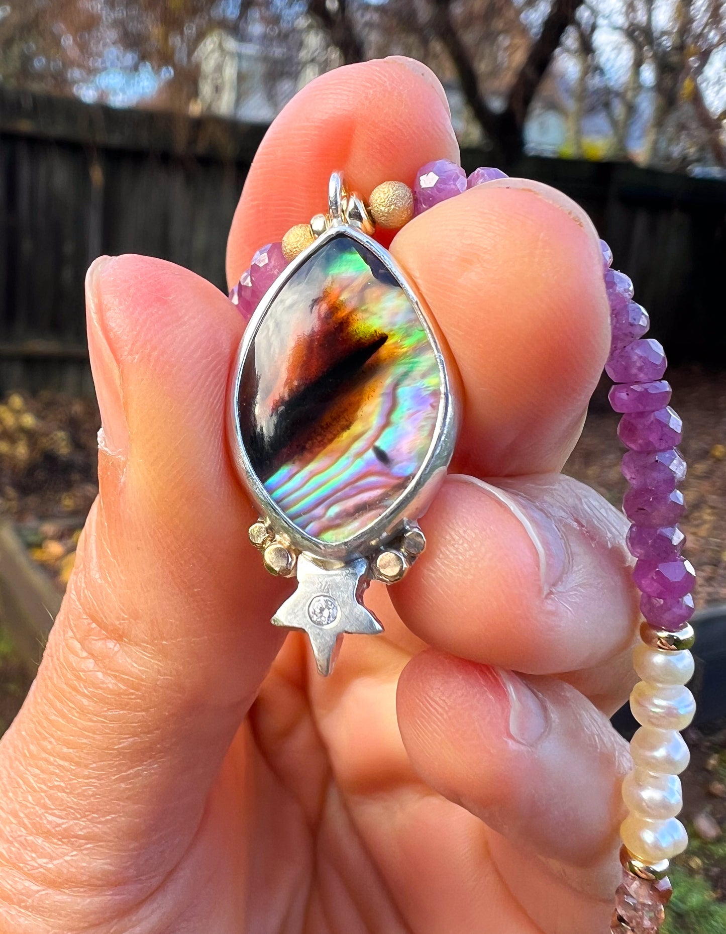 Montana Agate Abalone Pendant
