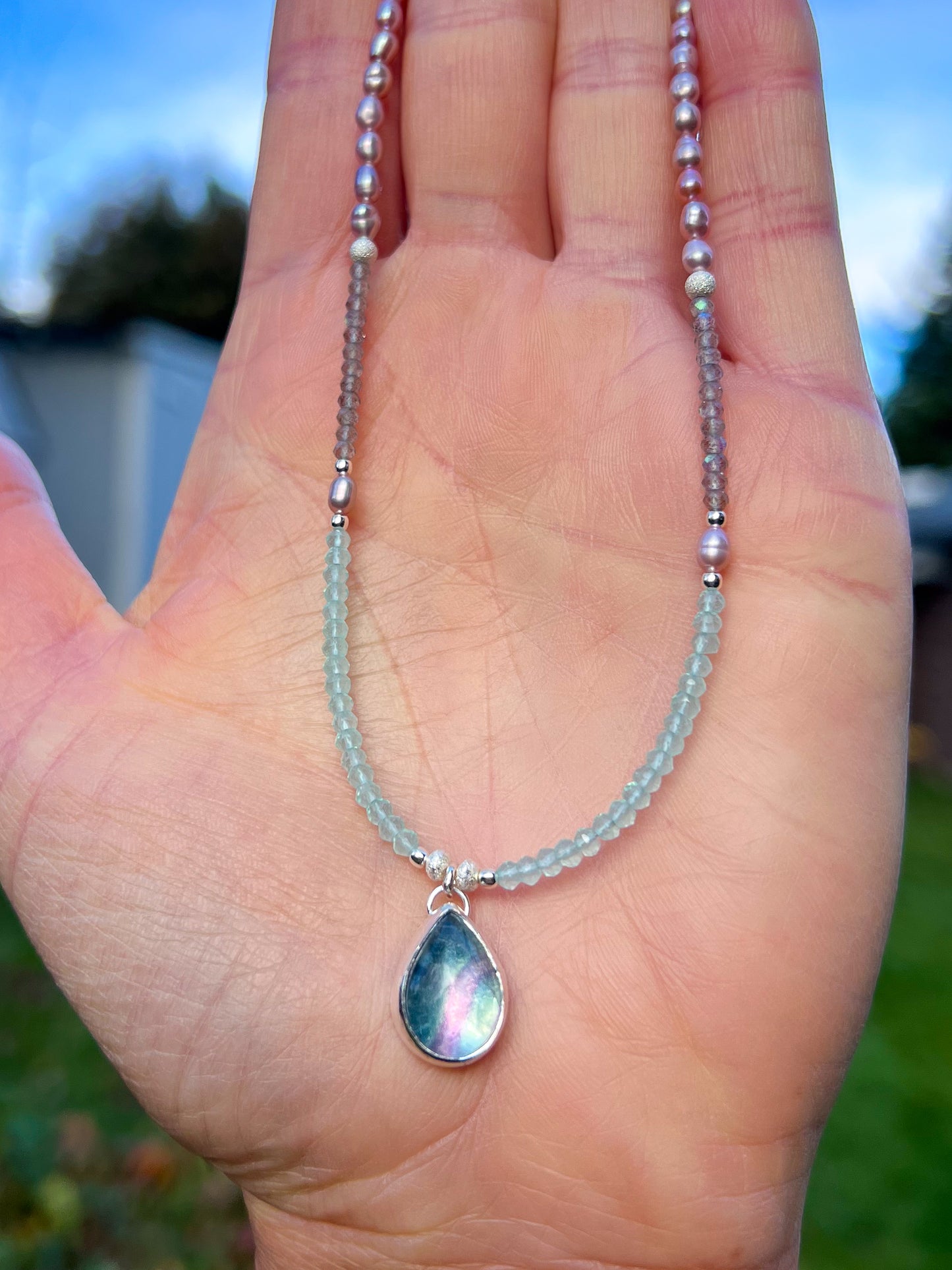 Lilac Pearl Fluorite Pendant