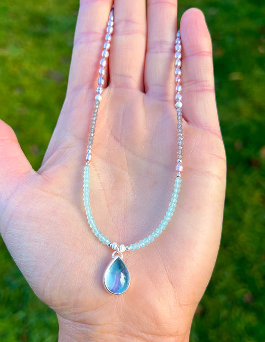 Lilac Pearl Fluorite Pendant