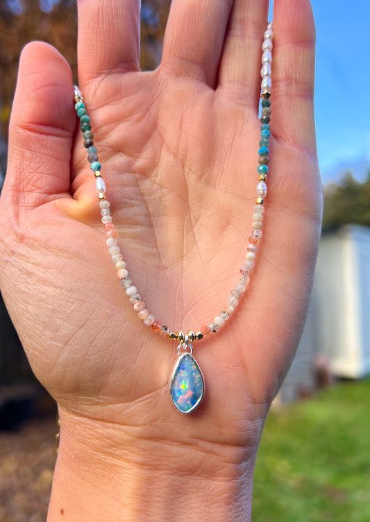Opal Beaded Pendant
