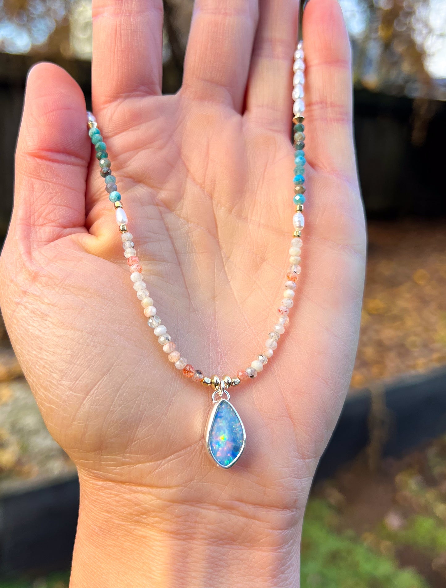 Opal Beaded Pendant