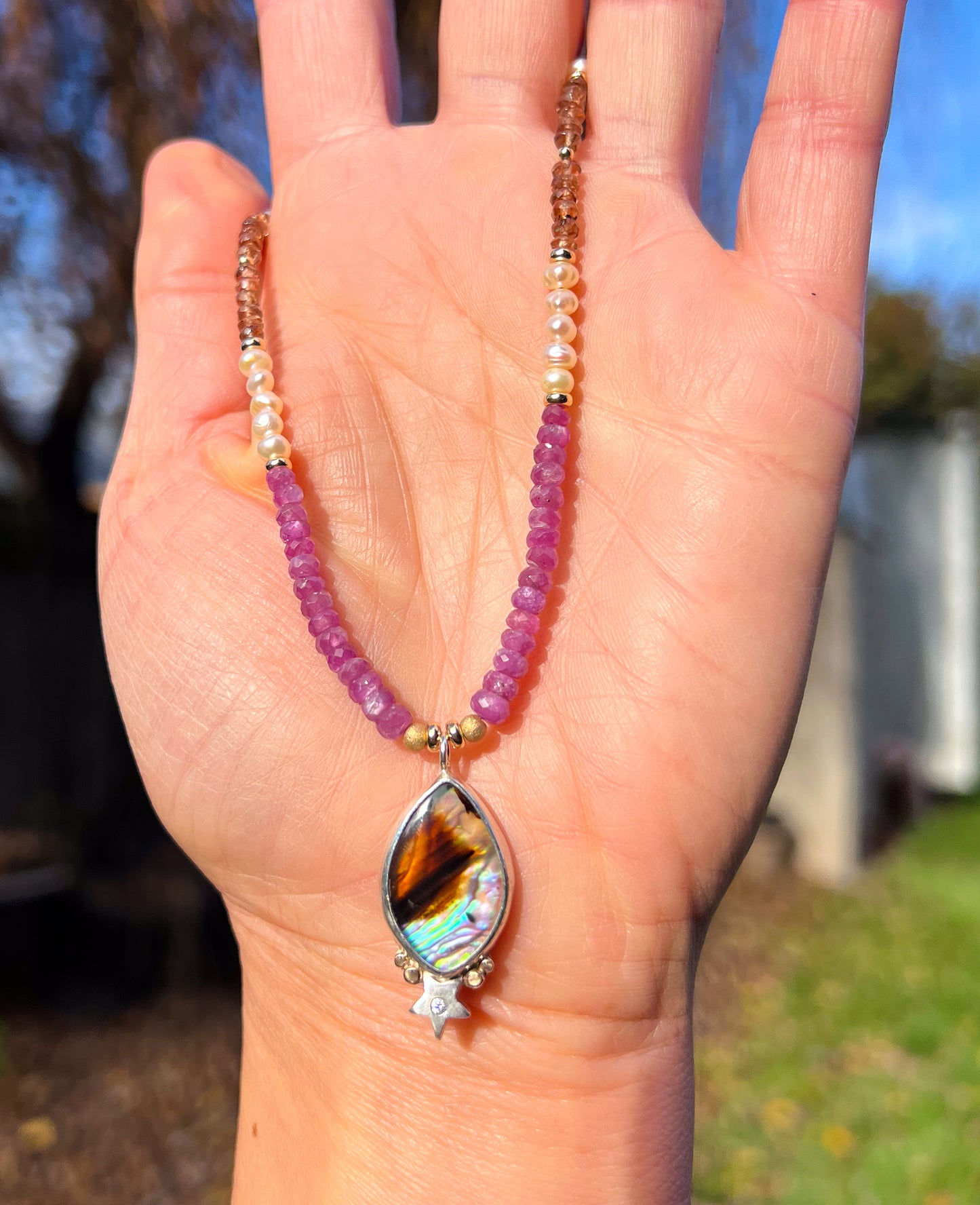Montana Agate Abalone Pendant