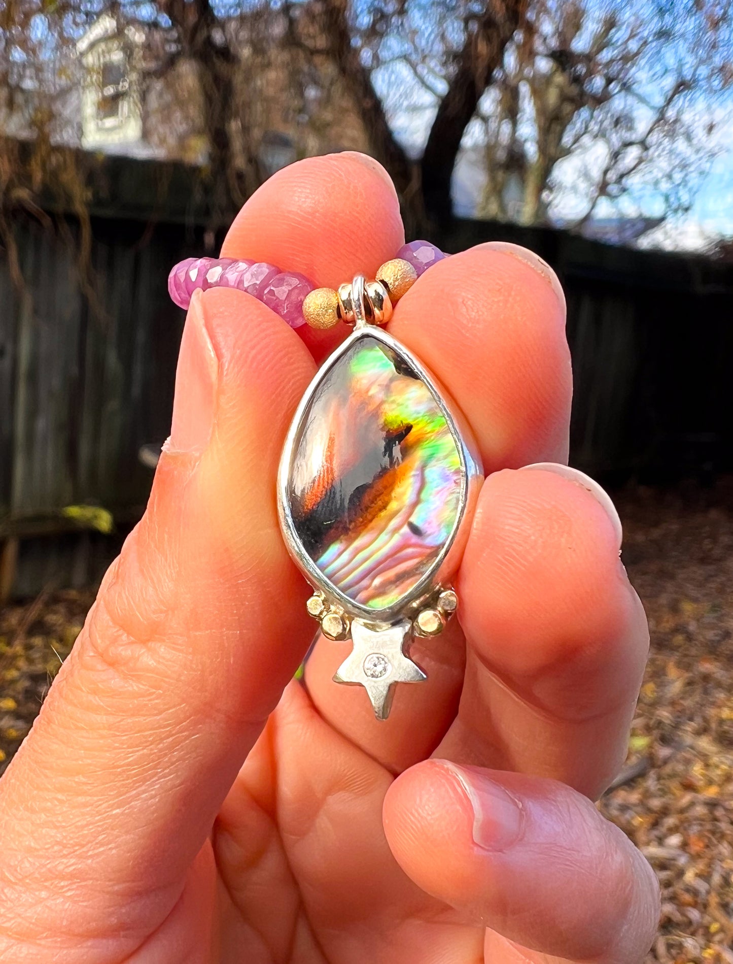 Montana Agate Abalone Pendant