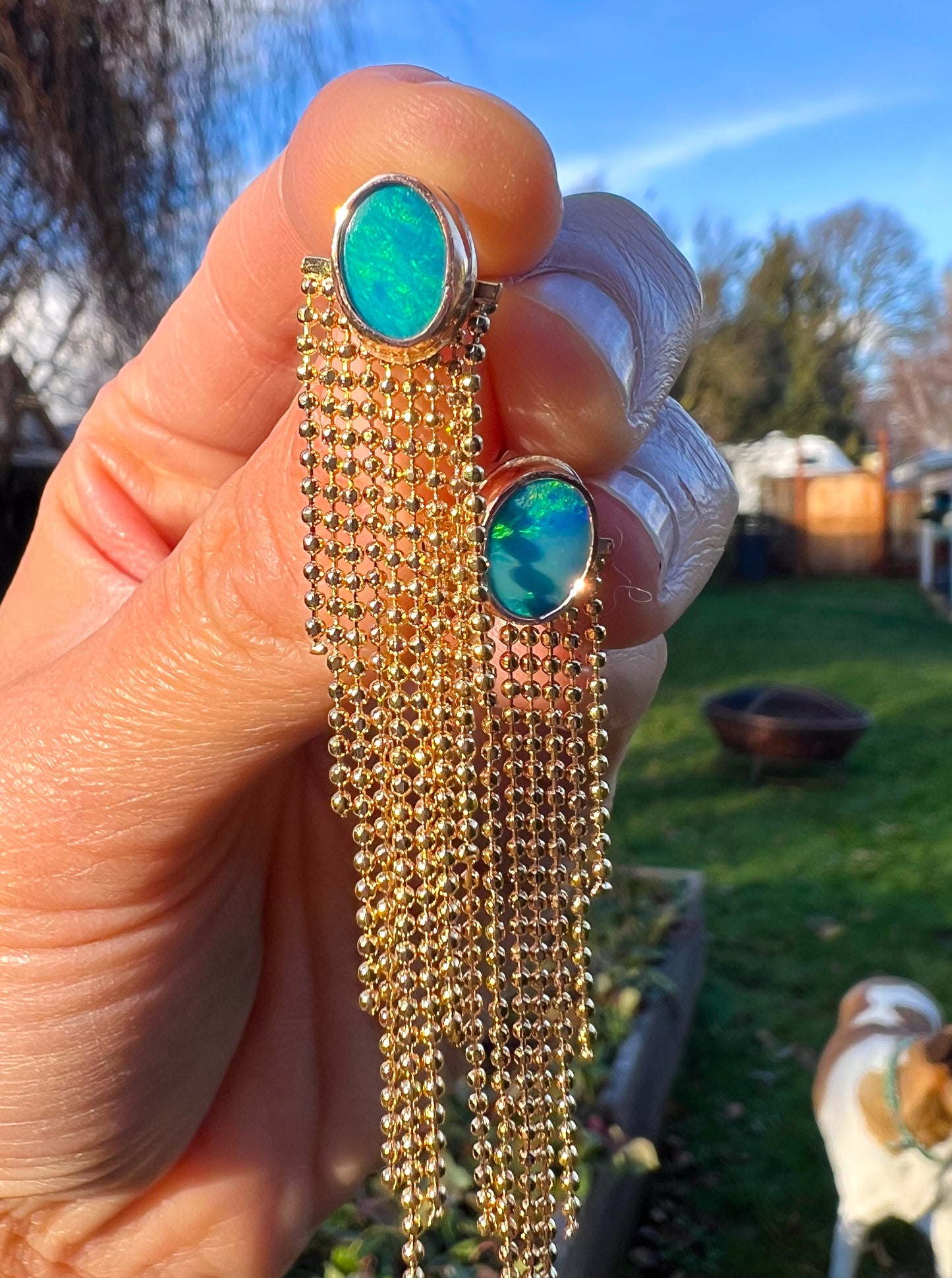 Opal Ear Jackets Gold Filled