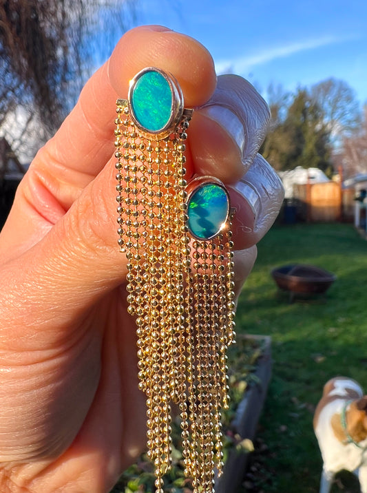 Opal Ear Jackets Gold Filled